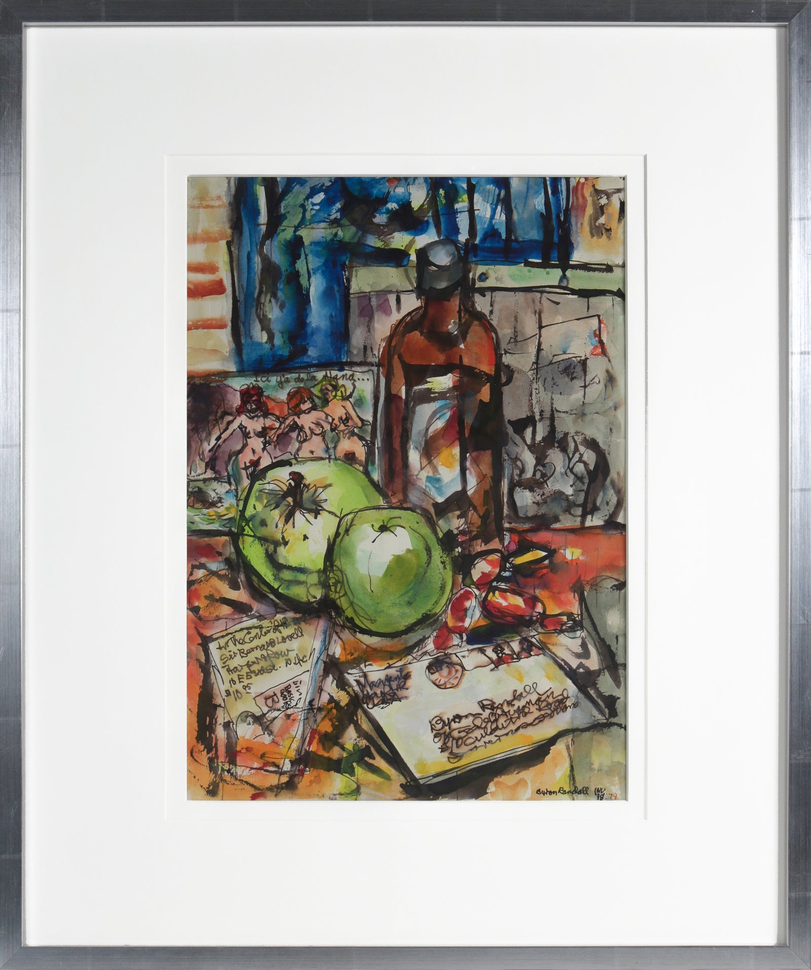 Still Life with Letters & Fruit <br>1978-79 Mixed Media <br><br>#B4221