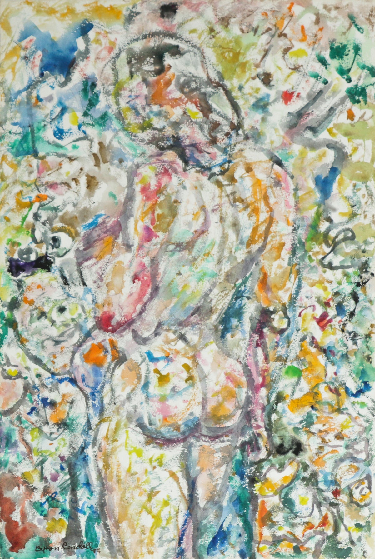 Colorful Figure Deconstruction <br>1984 Mixed Media <br><br>#B4228