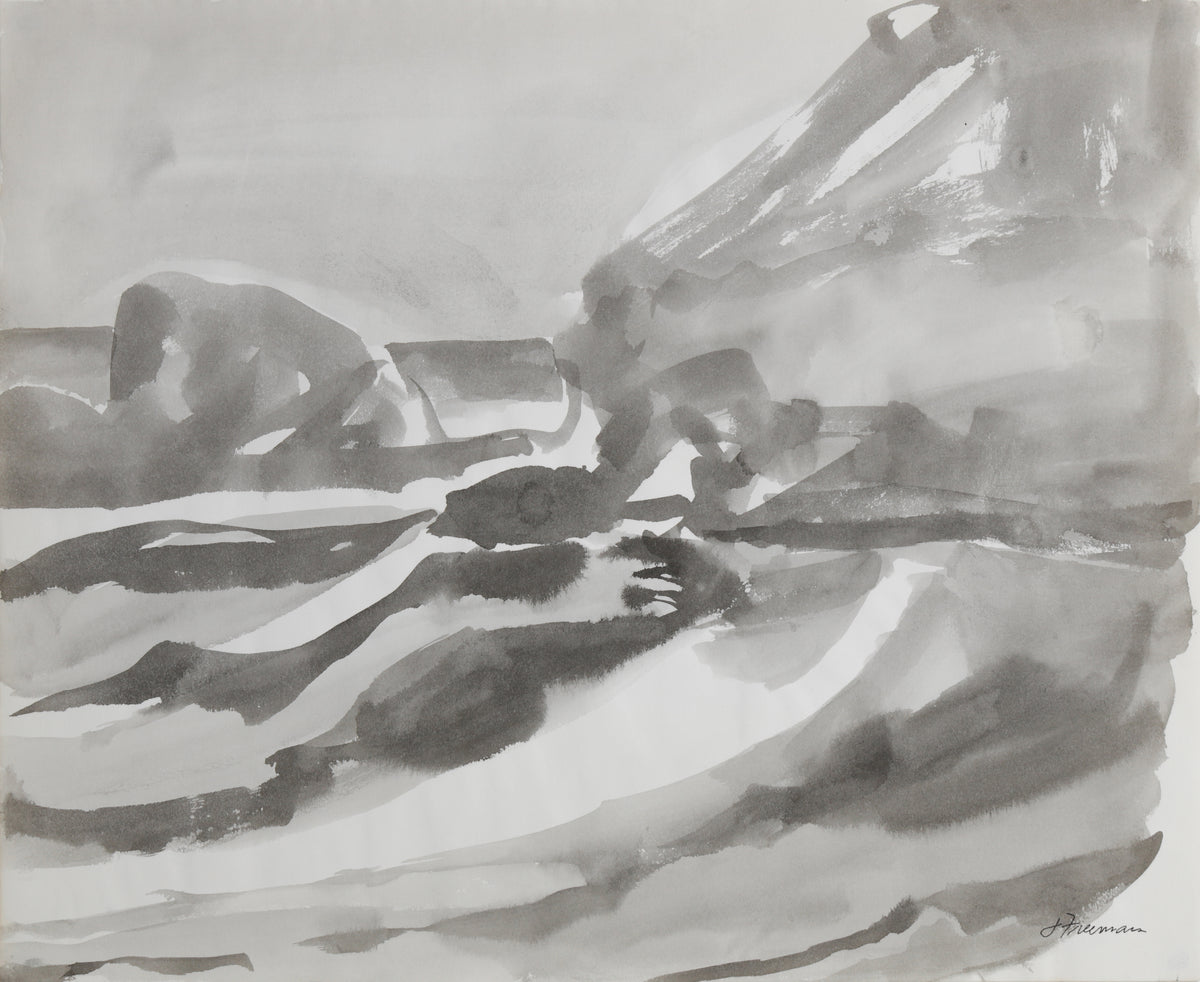 Abstracted Pacifica Coast &lt;br&gt;1970s Ink Wash &lt;br&gt;&lt;br&gt;#B4342