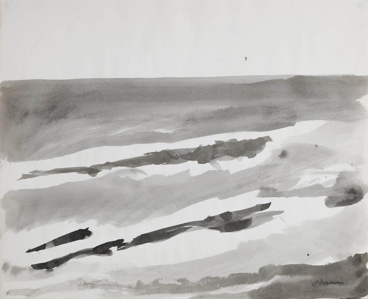 Monochrome Seascape &lt;br&gt;1970s Ink Wash &lt;br&gt;&lt;br&gt;#B4352