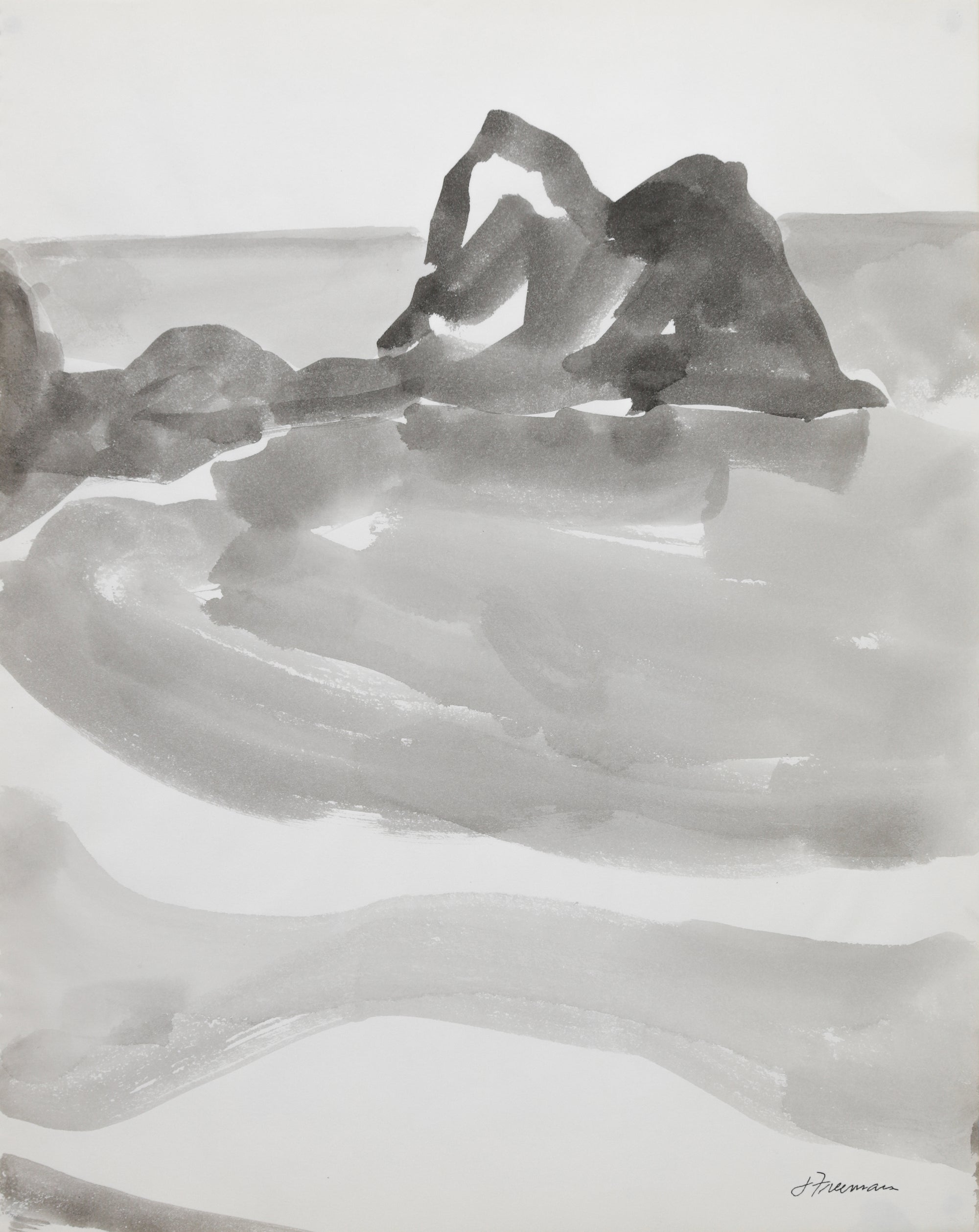 Pacific View <br>1970s Ink Wash <br><br>#B4355