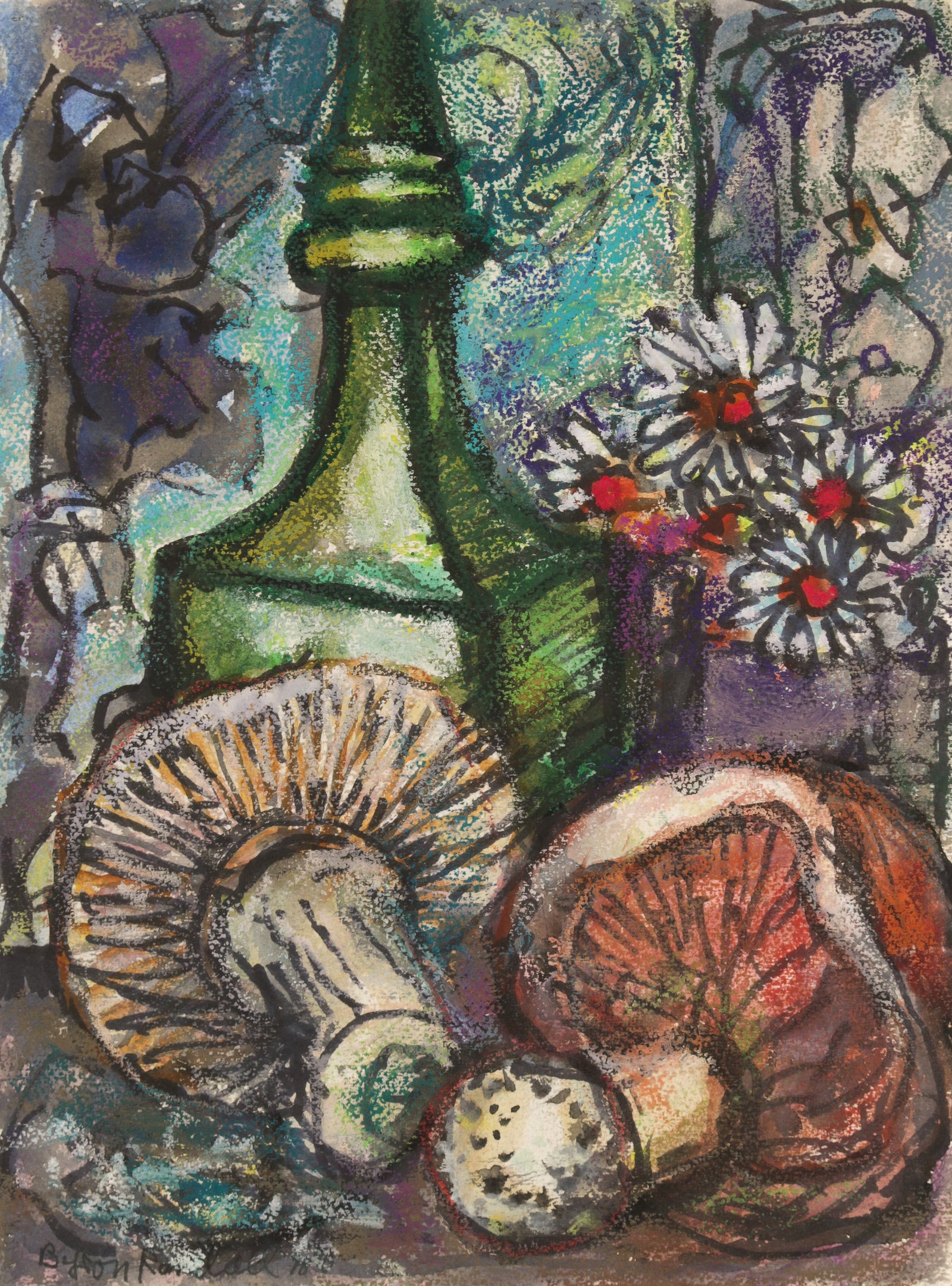 Still Life with Mushrooms <br>1978 Mixed Media <br><br>#B4373