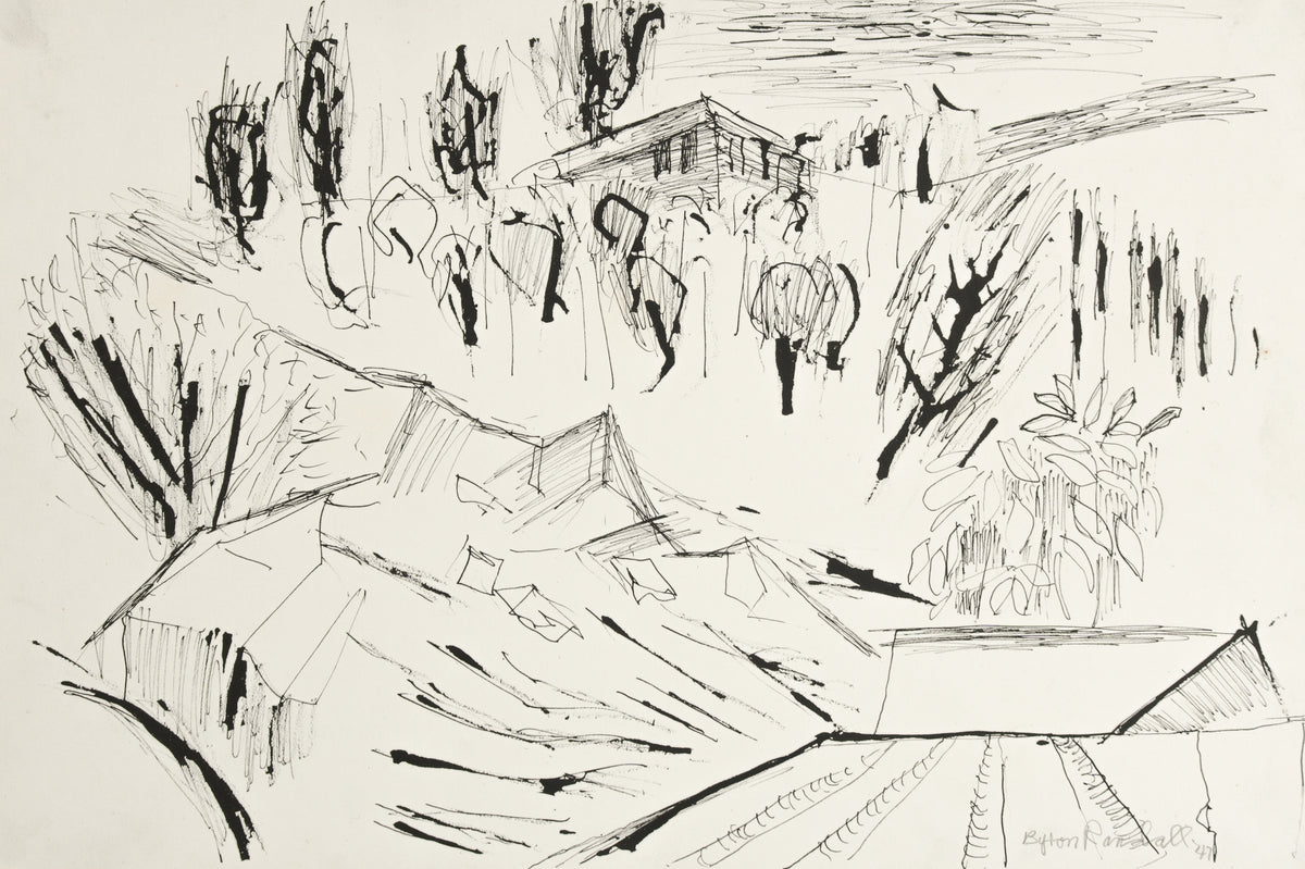 &lt;i&gt;Columbia Series 1947&lt;/i&gt; &lt;br&gt;Ink Abstracted Landscape &lt;br&gt;&lt;br&gt;#B4375