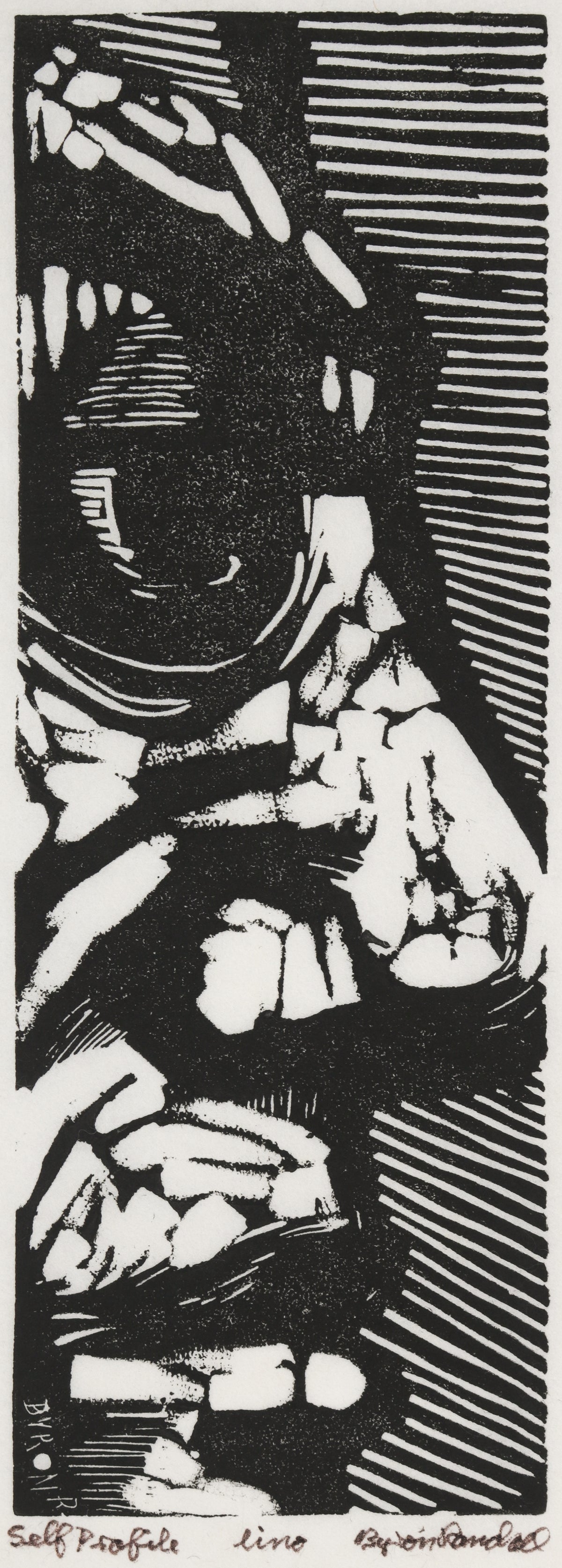 <i>Self Profile</i> <br>Mid Century Woodcut <br><br>#B4542