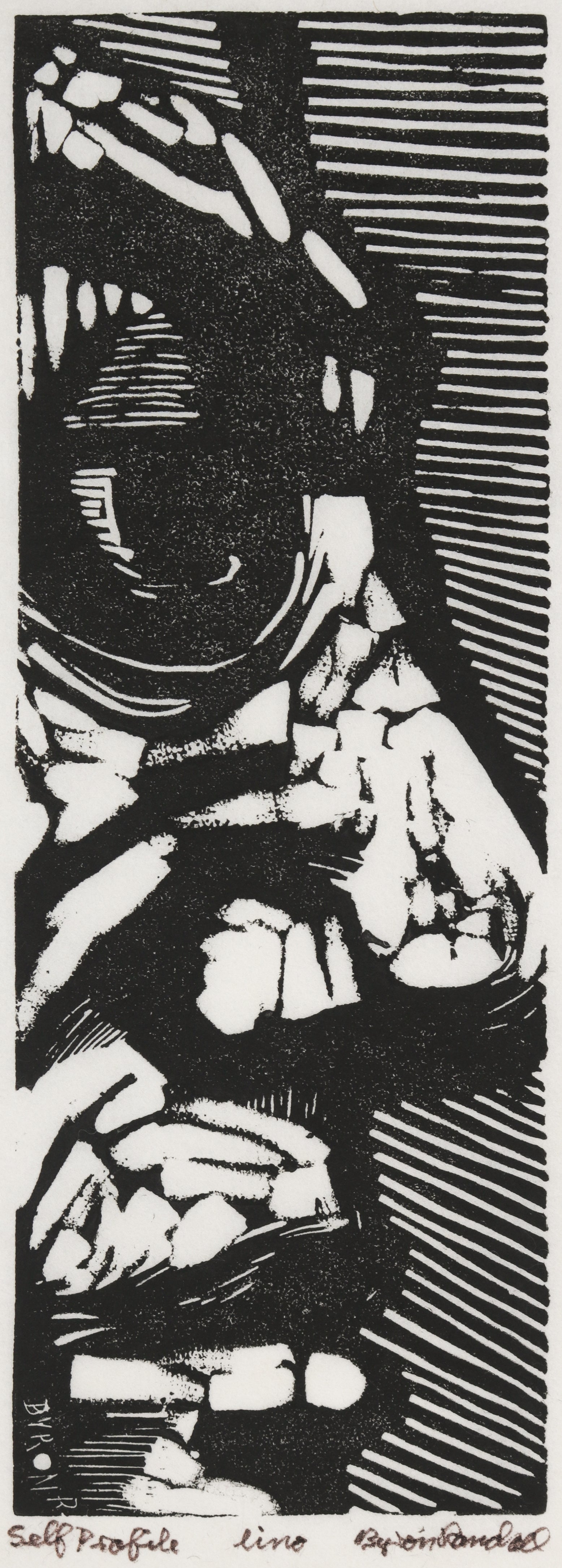 <i>Self Profile</i> <br>Mid Century Woodcut <br><br>#B4542