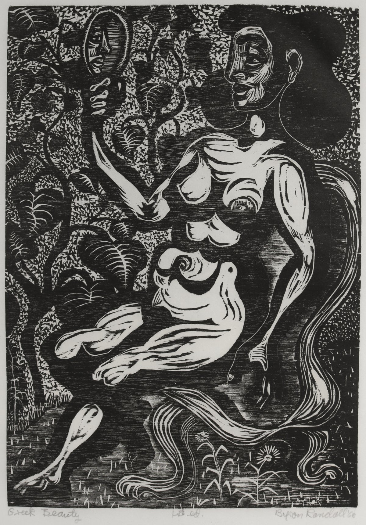 <i>Greek Beauty</i> <br>1968 Woodcut <br><br>#B4387