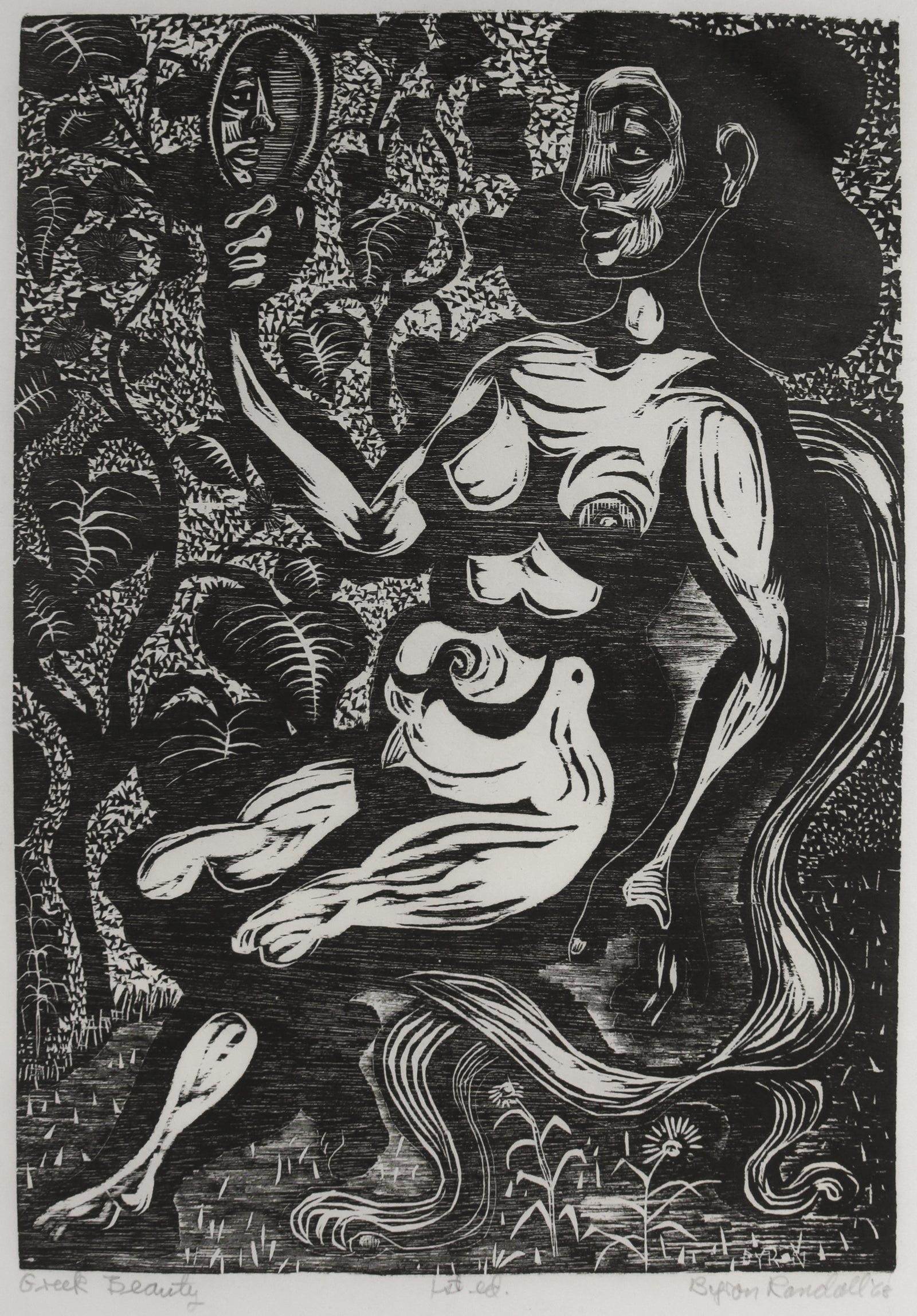 <i>Greek Beauty</i> <br>1968 Woodcut <br><br>#B4387