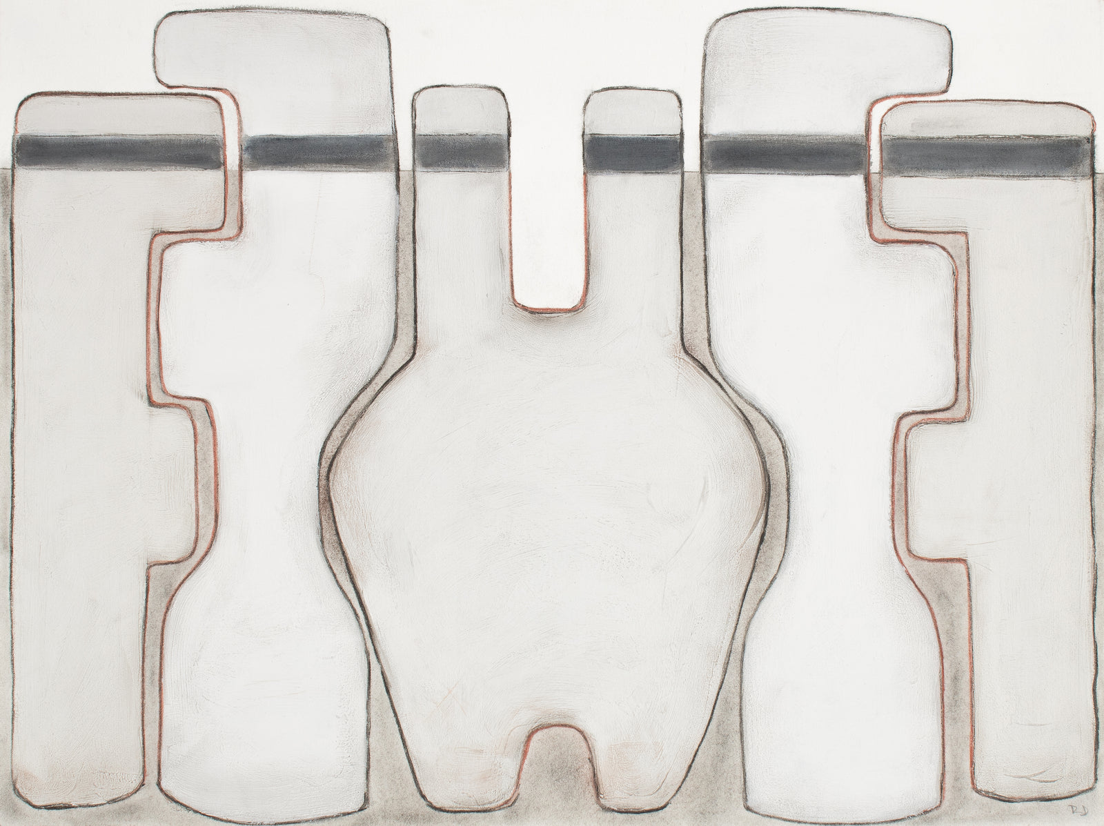 <i>Monochrome Pottery III</i> <br>2018 Gouache & Mixed Media <br><br>#B4476