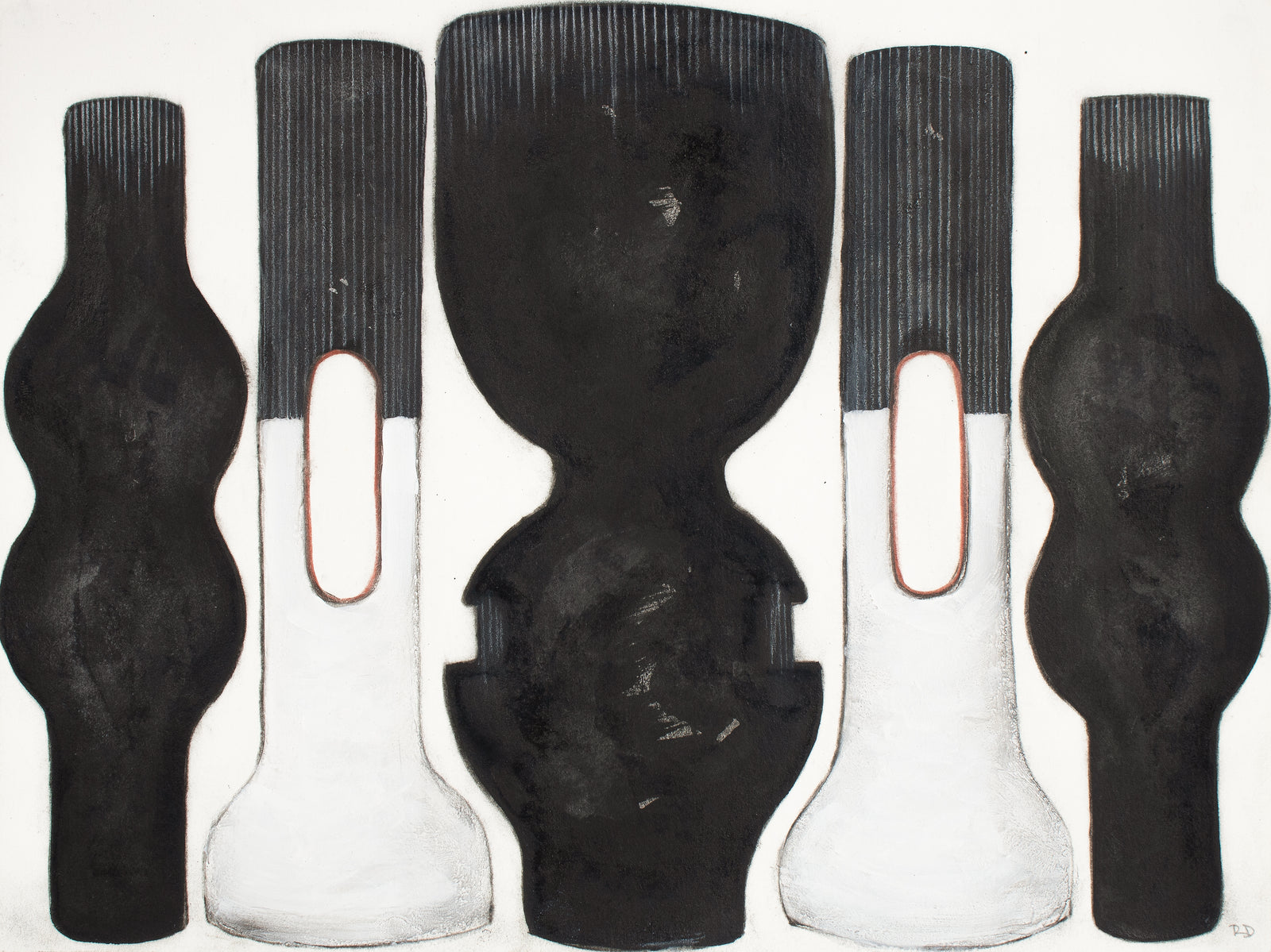 <i>Monochrome Pottery IV</i> <br>2018 Gouache & Mixed Media <br><br>#B4477