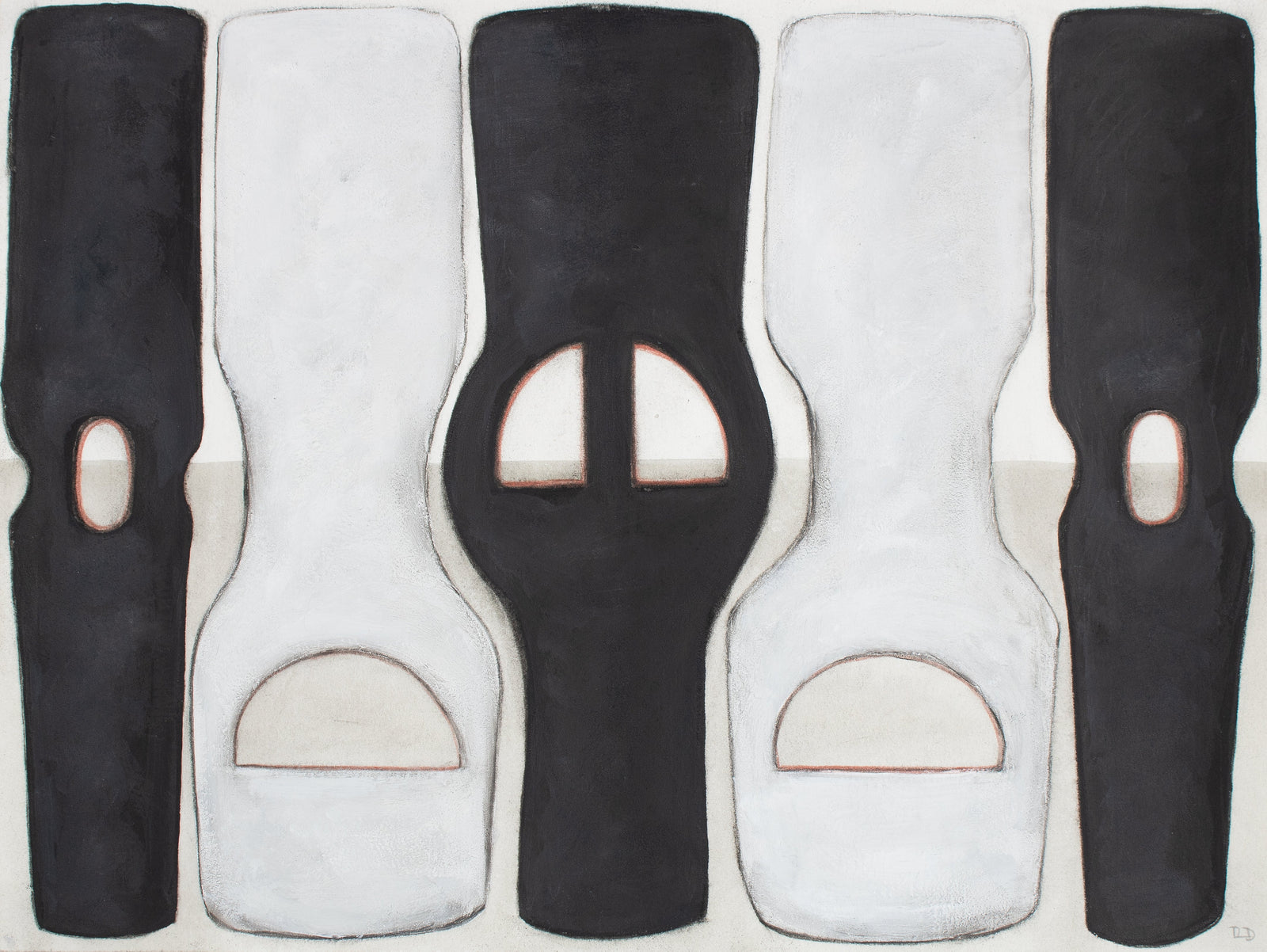 <i>Monochrome Pottery V</i> <br>2018 Gouache & Mixed Media <br><br>#B4478