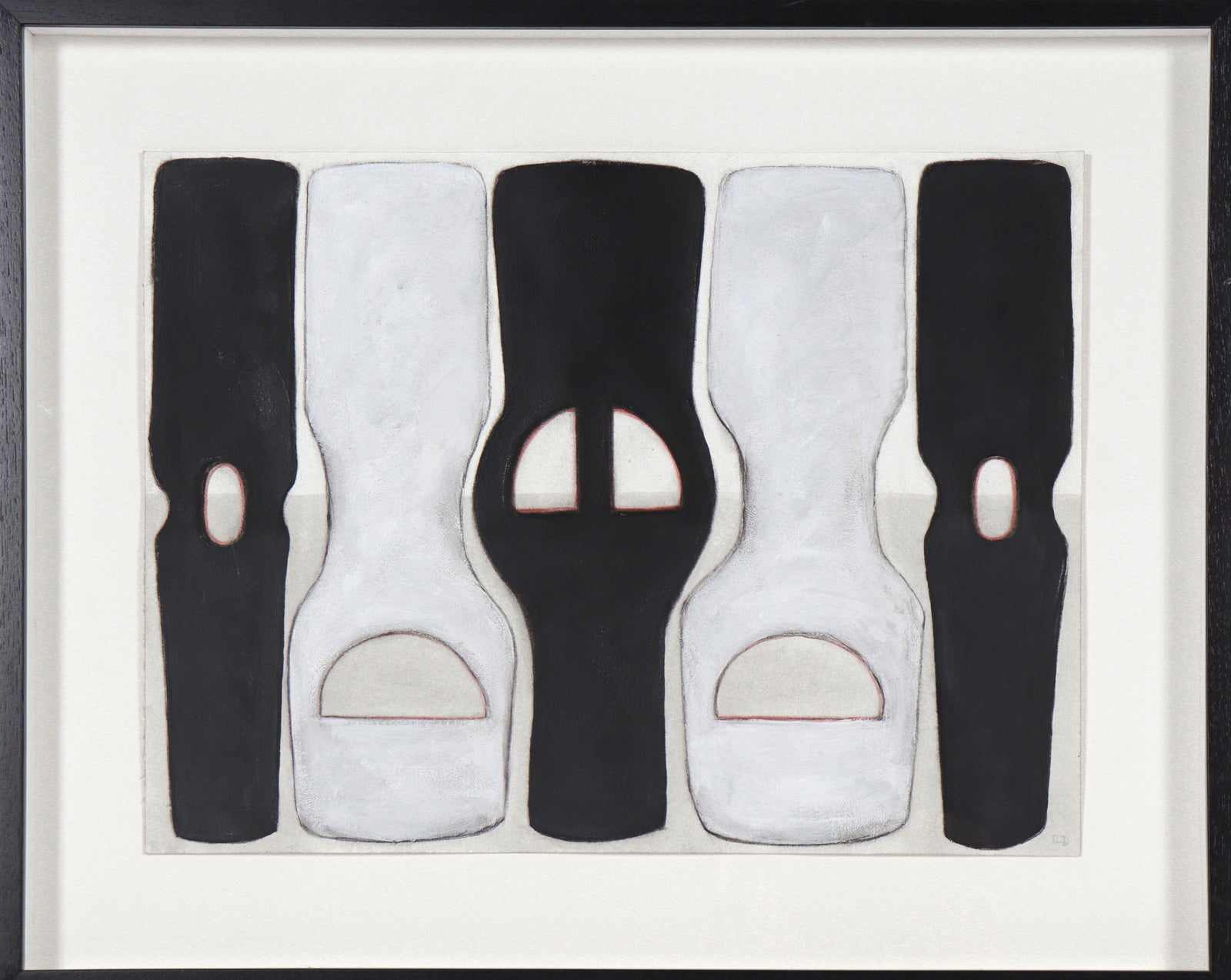 <i>Monochrome Pottery V</i> <br>2018 Gouache & Mixed Media <br><br>#B4478