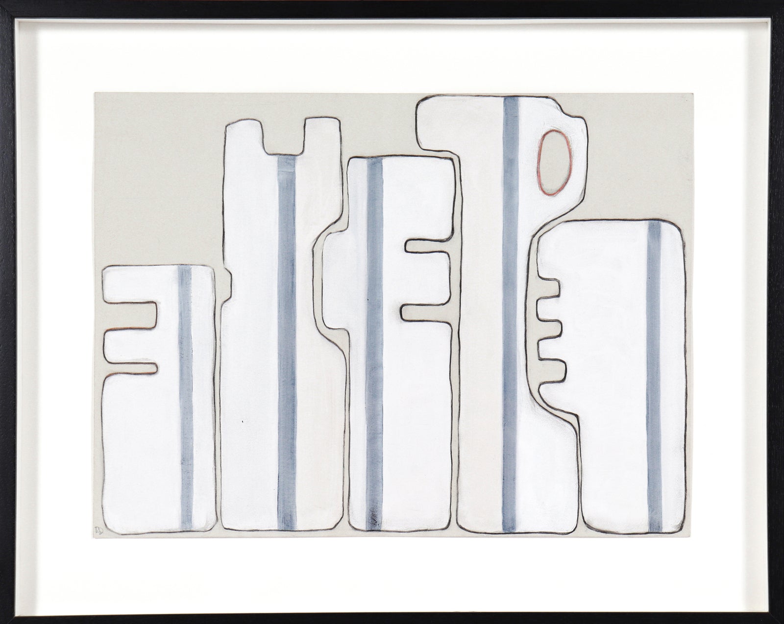 <i>Monochrome Pottery VI</i> <br>2018 Gouache & Mixed Media <br><br>#B4479