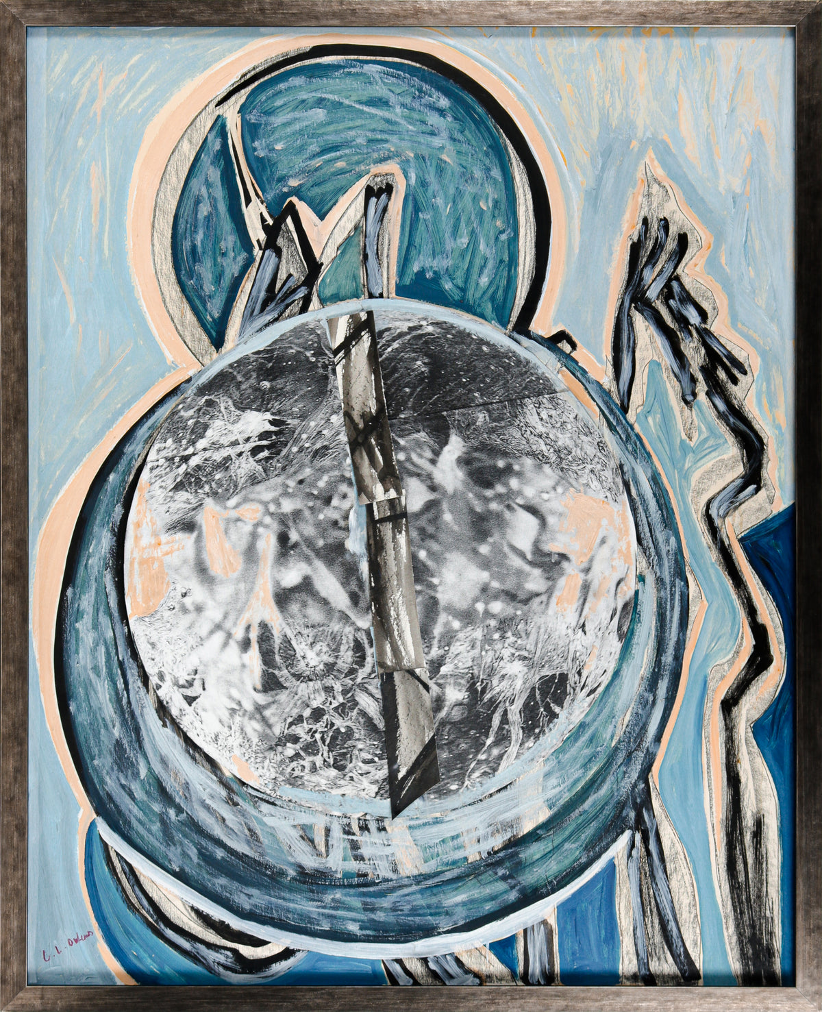 Circular Forms in Blue &lt;br&gt;20th Century Mixed Media &amp; Collage &lt;br&gt;&lt;br&gt;#B4613