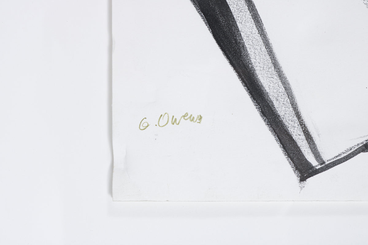 Angular Monochromatic Abstract <br>20th Century Ink & Charcoal <br><br>#B4644