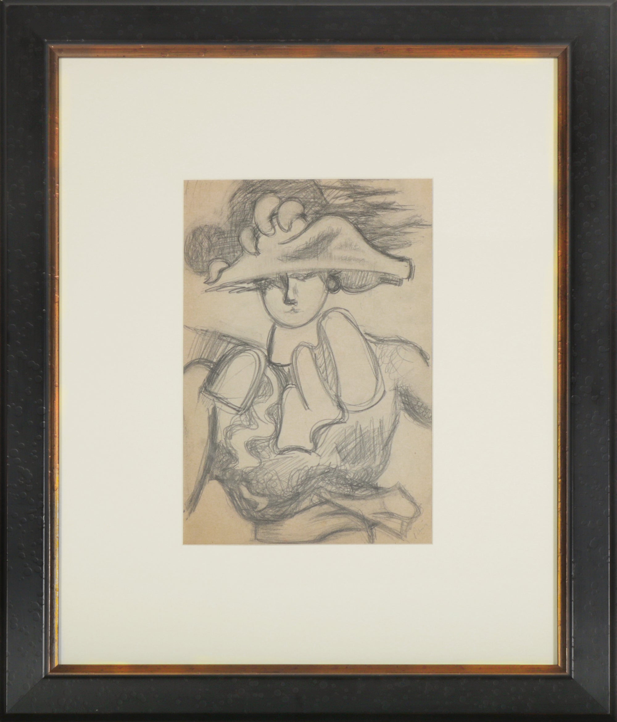 Fancy Parisian Figure with Hat <br>1951 Graphite <br><br>#B4798