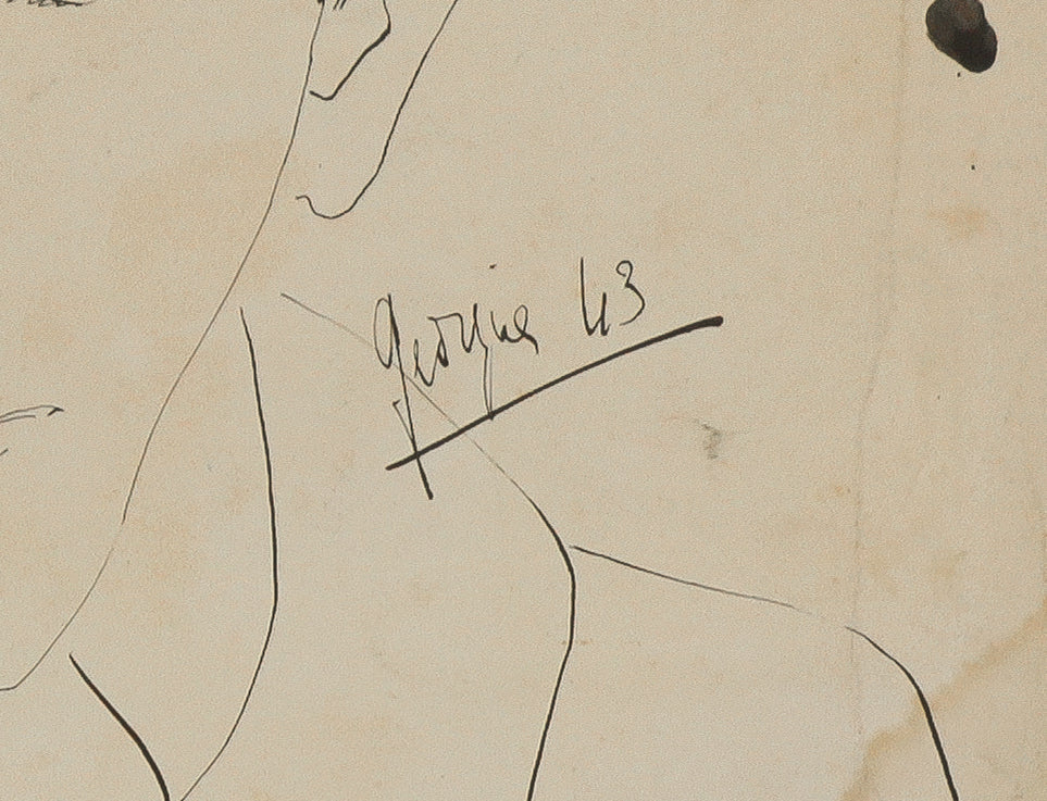 <i>Portrait of Michael Partix</i> <br>1943 Ink <br><br>#B4801