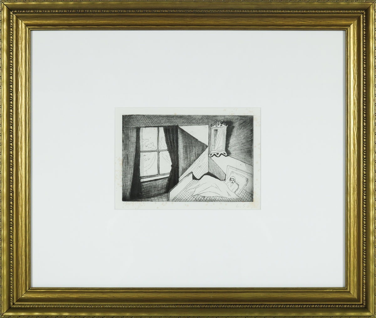 Cubist Interior Scene with Figure &lt;br&gt;1978 Etching &lt;br&gt;&lt;br&gt;#B5163