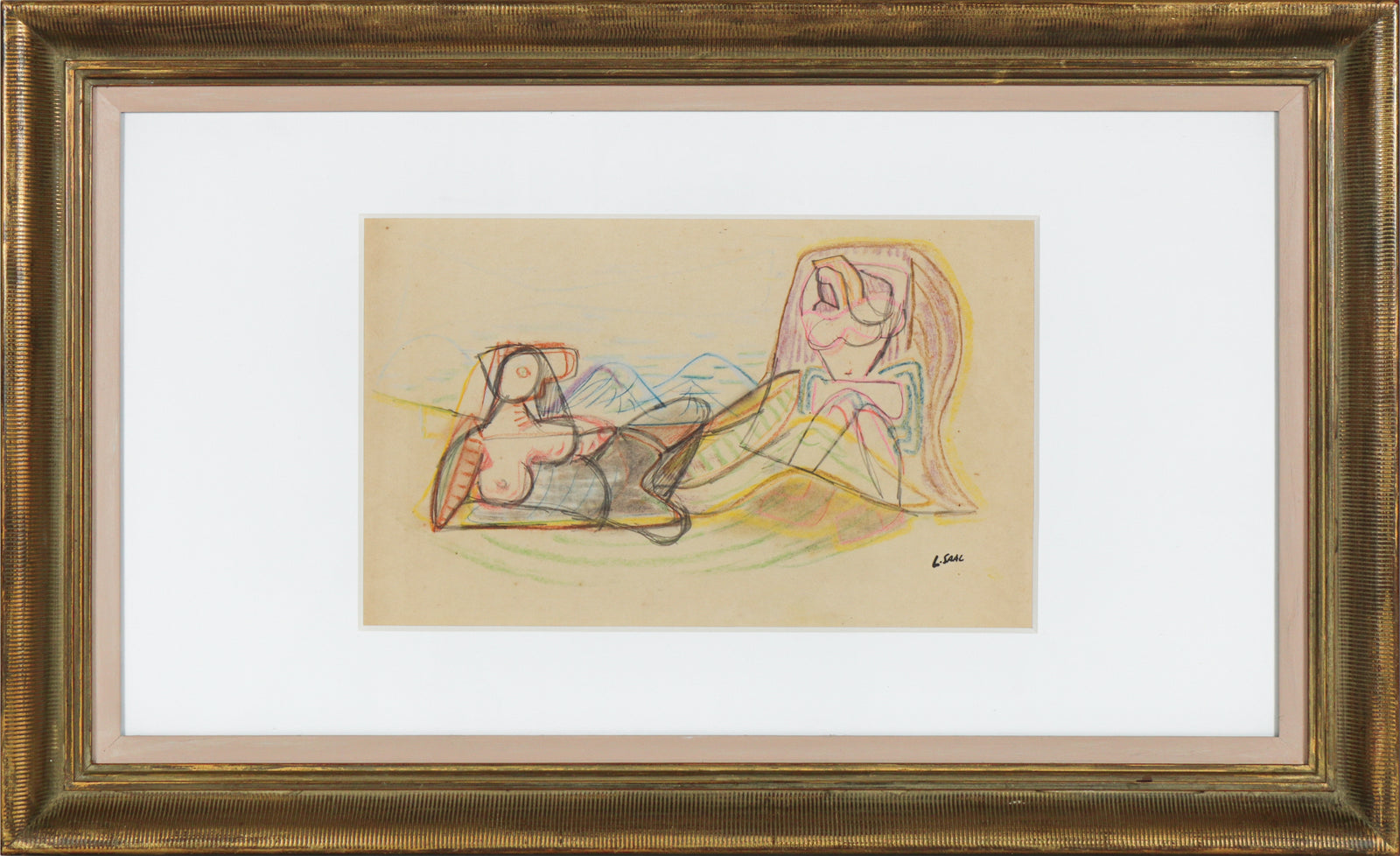 Deconstructed Cubist Nudes <br>1947 Mixed Media <br><br>#B5186