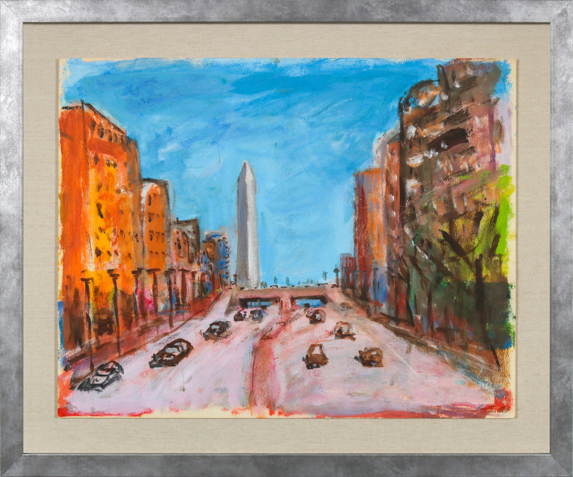 <i>Street with Washington Monument</i> <br>1967 Acrylic <br><br>#B5192