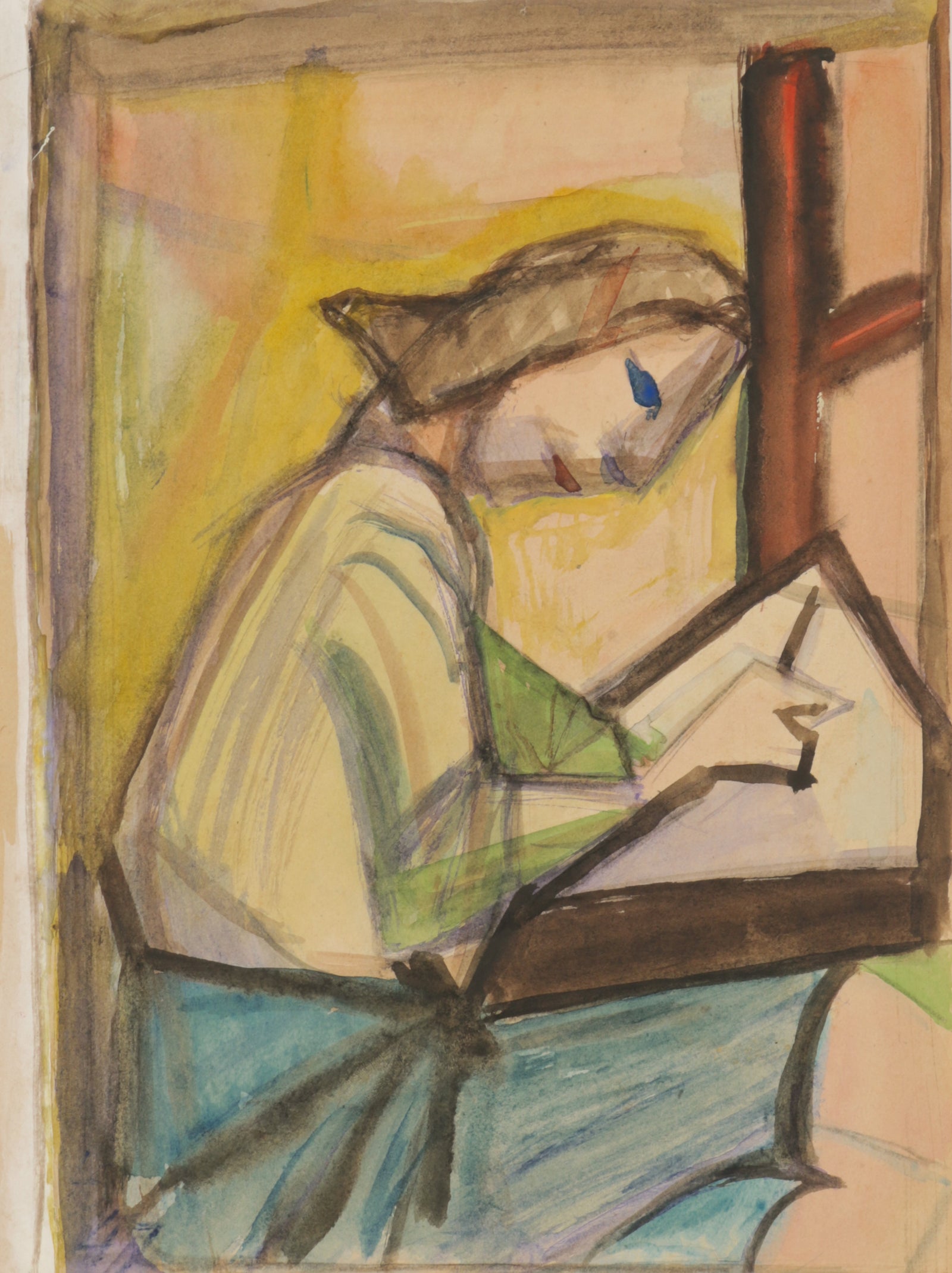Artist at Work <br>Mid Century Watercolor <br><br>#B5196