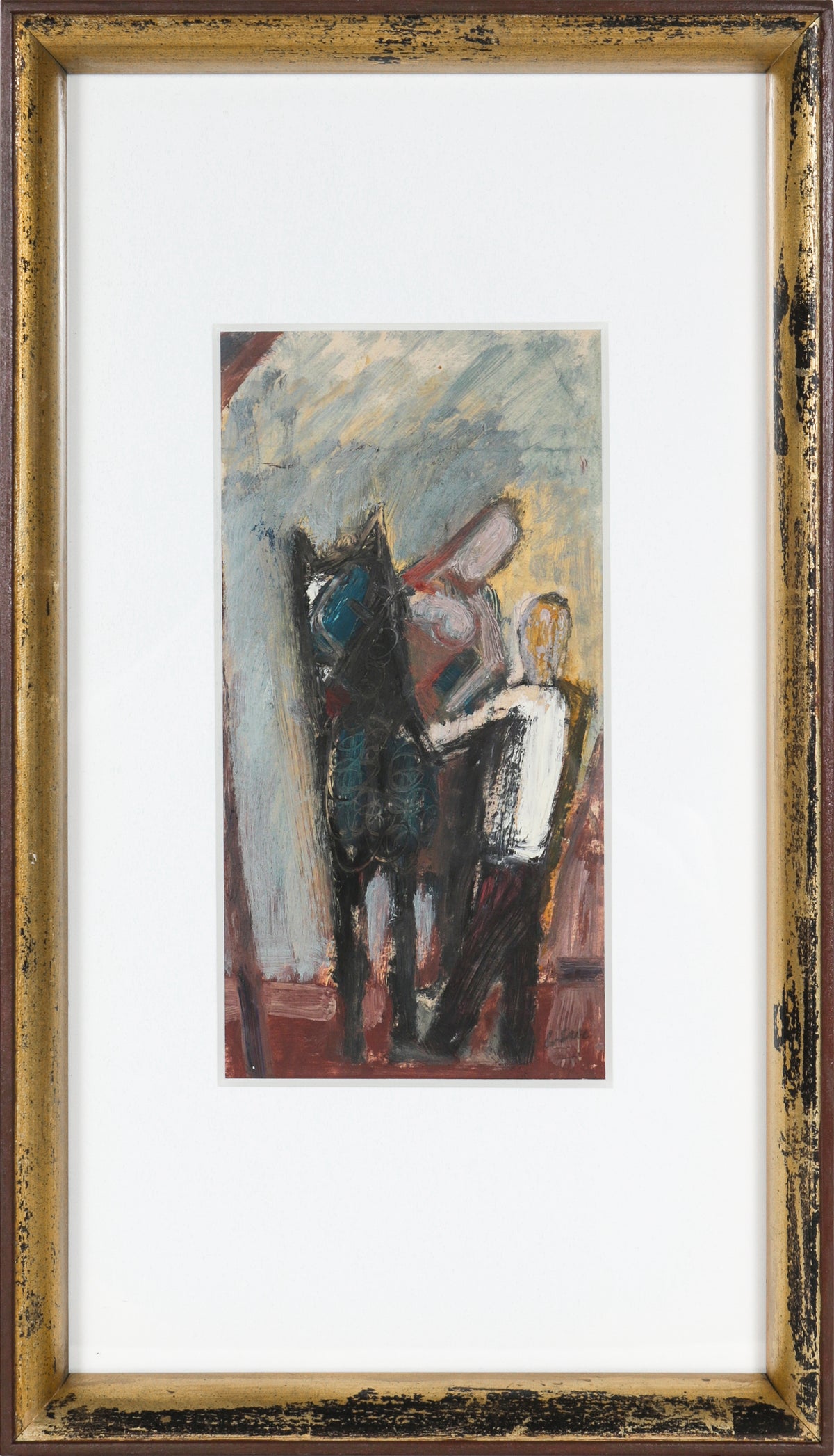 Abstracted Figures &amp; Horse &lt;br&gt;1949 Oil on Paper &lt;br&gt;&lt;br&gt;#B5204