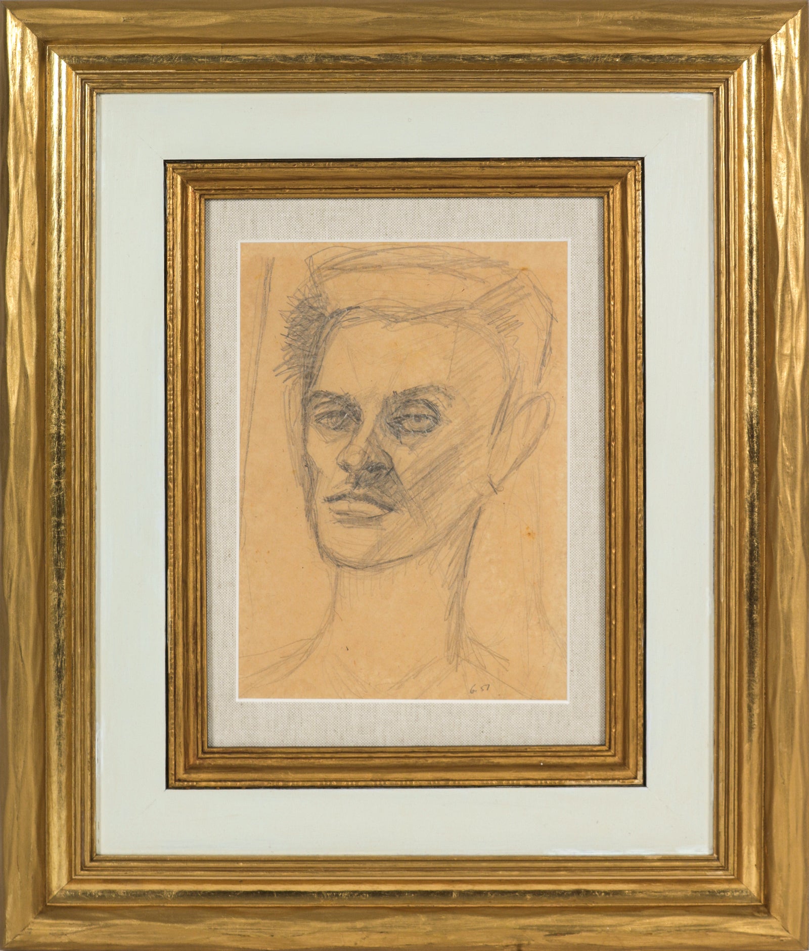 Leo Saal Self Portrait <br>1951 Graphite <br><br>#B5217