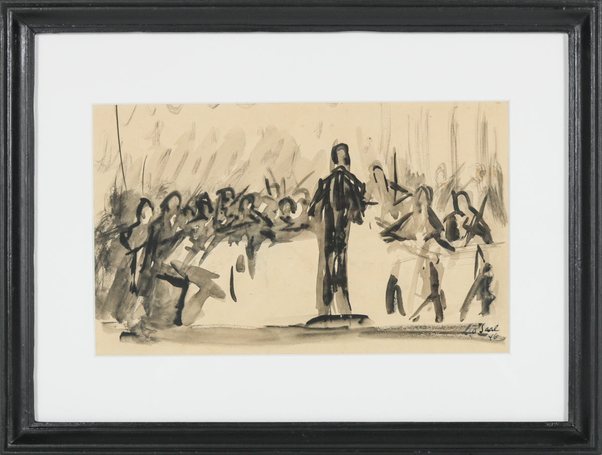 Conductor at the Stand &lt;br&gt;1946 Ink Wash &lt;br&gt;&lt;br&gt;#B5218