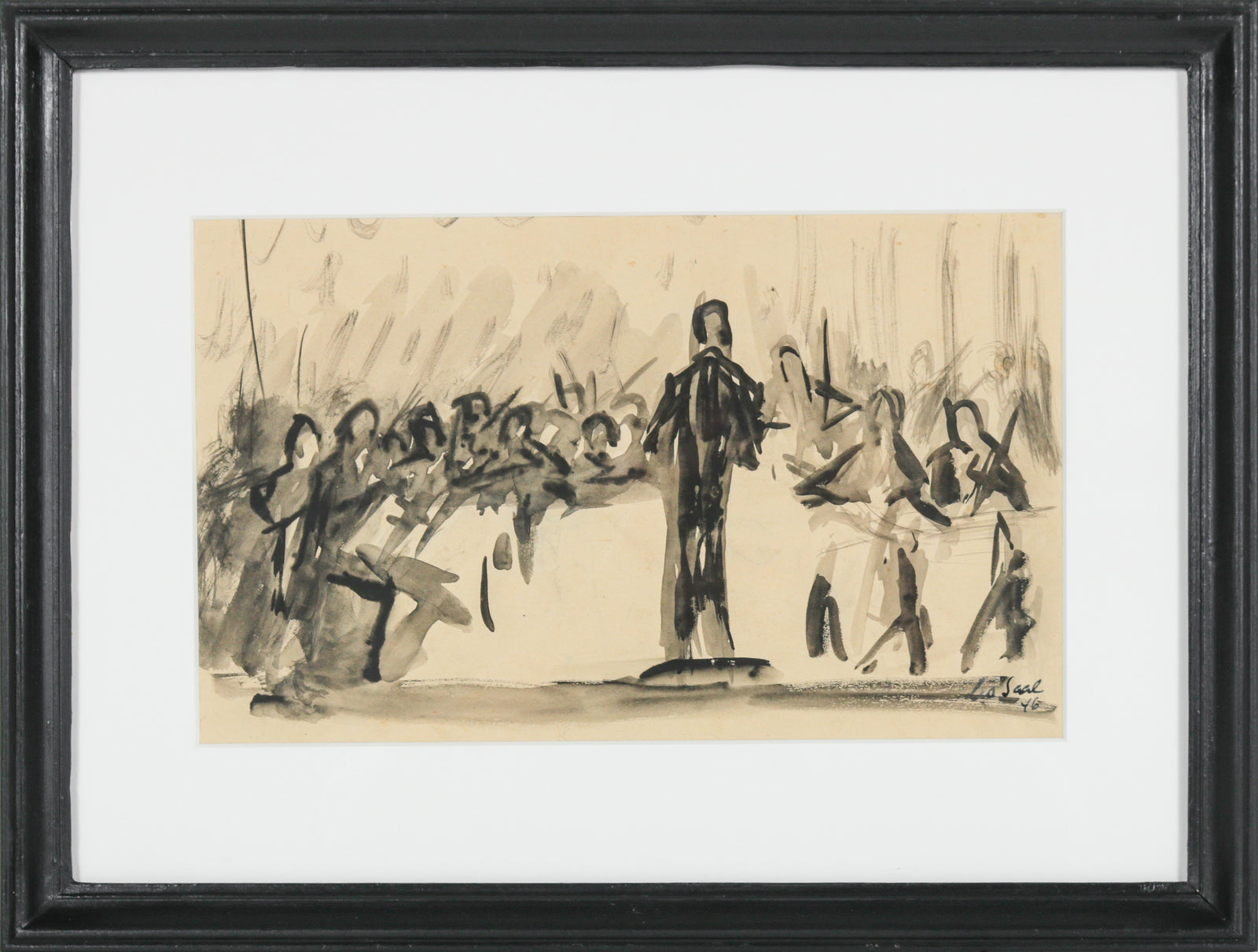 Conductor at the Stand <br>1946 Ink Wash <br><br>#B5218