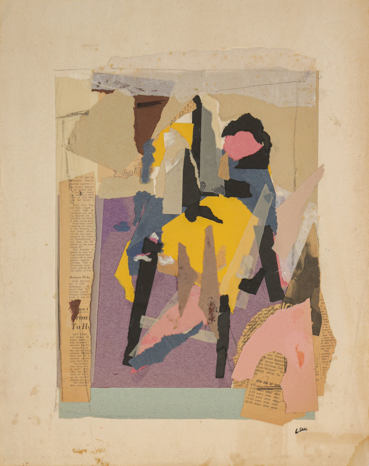 Modernist Abstract Collage <br>1974 <br><br>#B5245