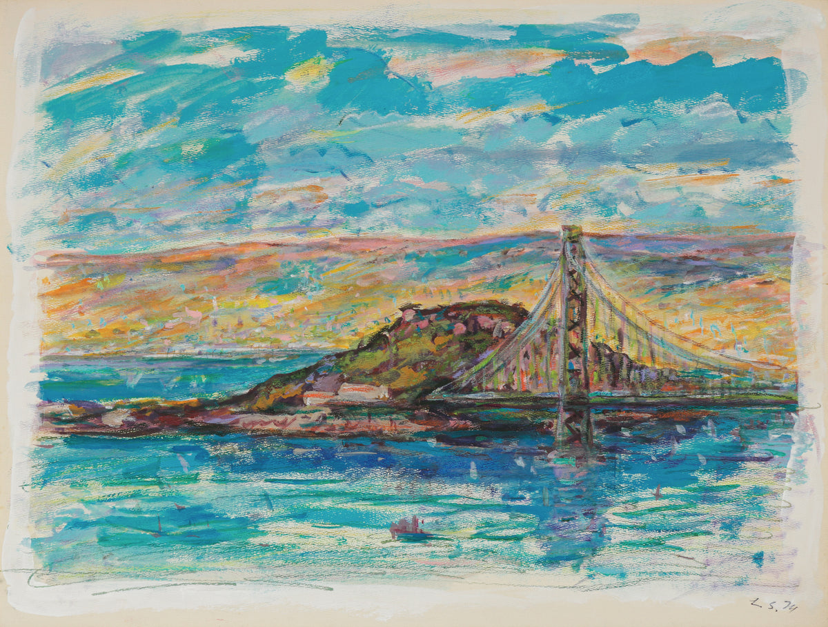 View of Treasure Island <br>1974 Acrylic & Pastel <br><br>#B5246