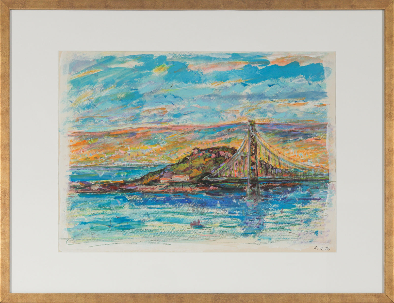 View of Treasure Island <br>1974 Acrylic & Pastel <br><br>#B5246