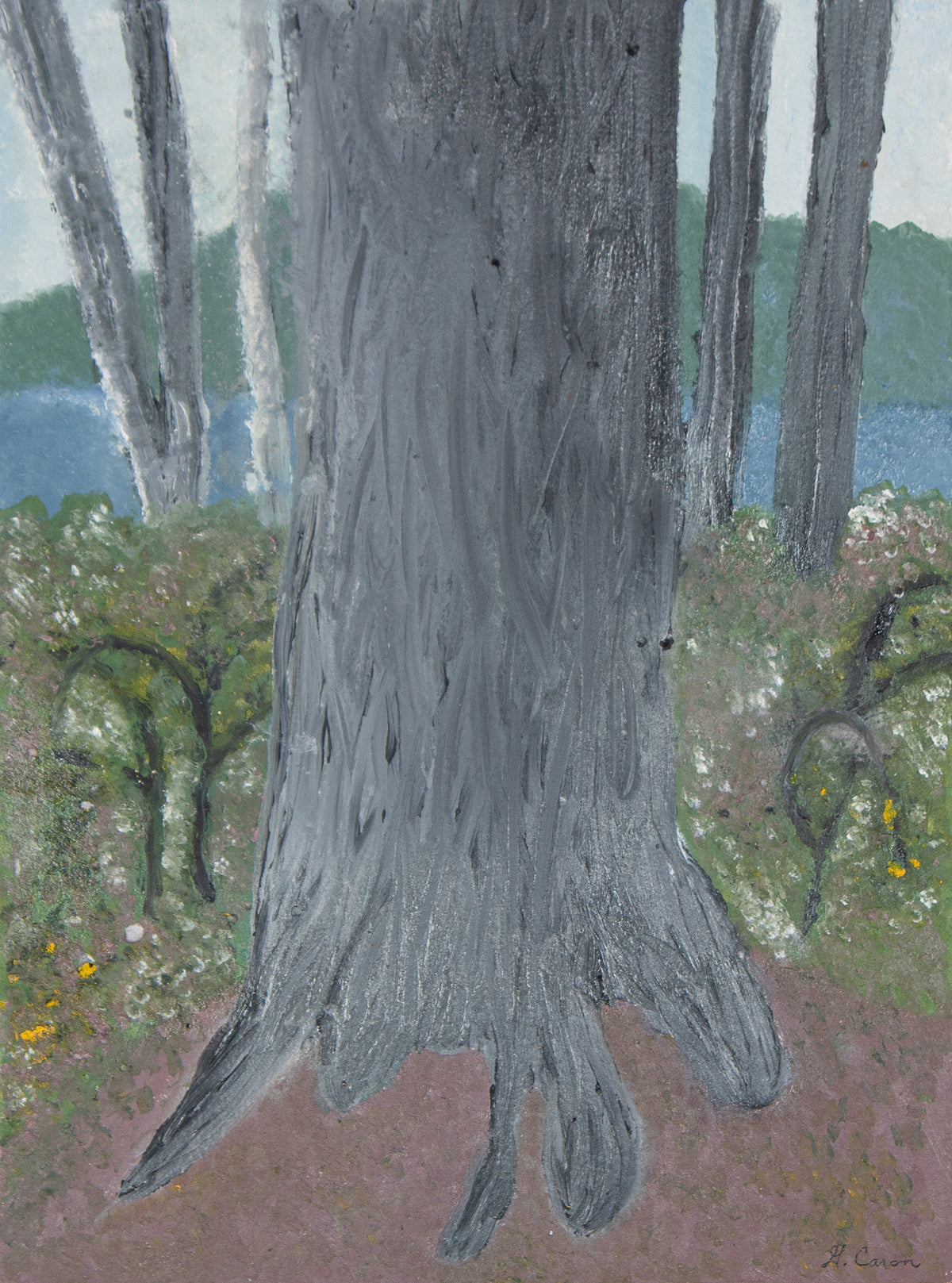 <i>Pine</i>, Marchs Pond, NH <br>2021 Oil on Paper <br><br>#B5291