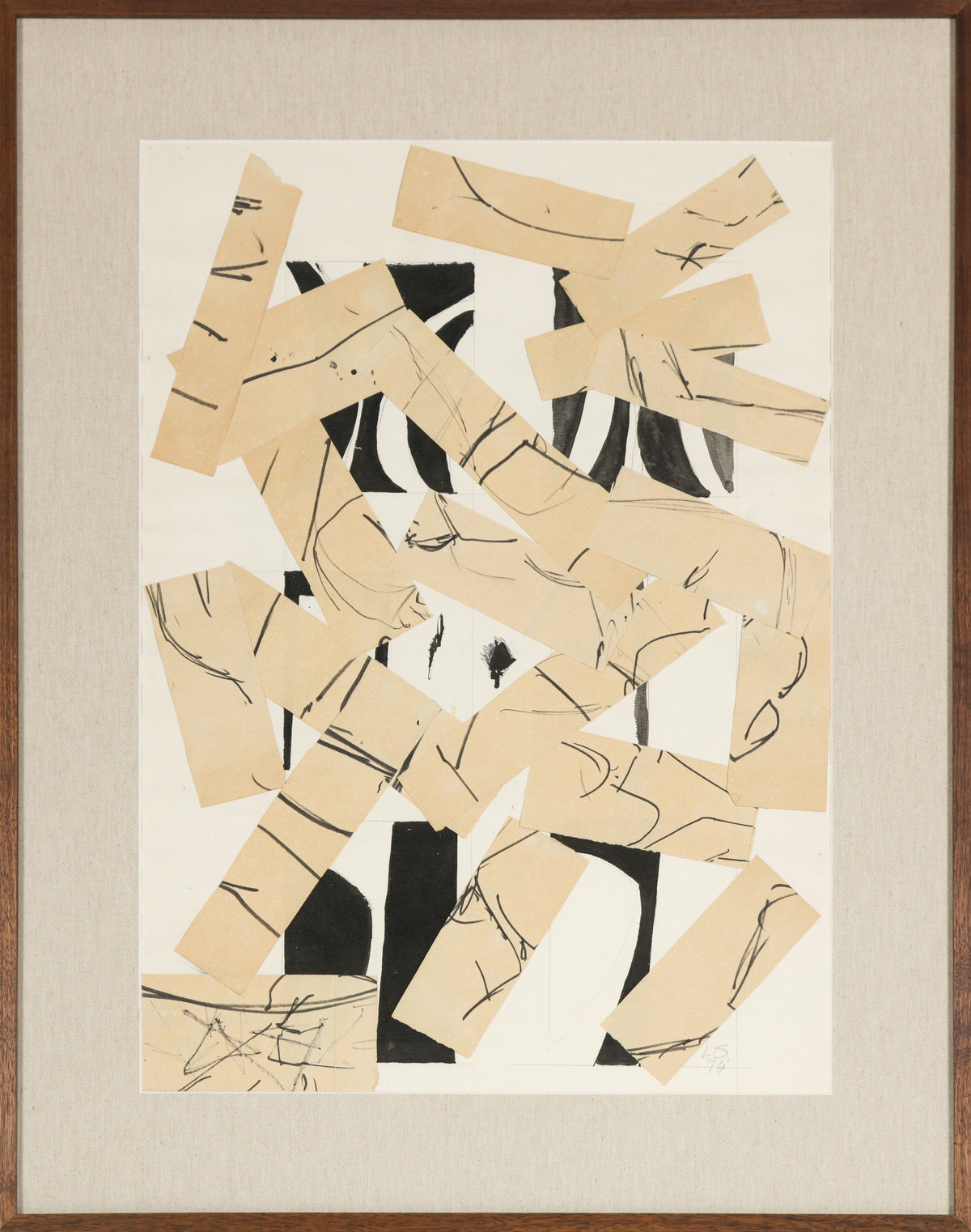 Monochrome Modernist Abstract &lt;br&gt;1974 Collage &lt;br&gt;&lt;br&gt;#B5387