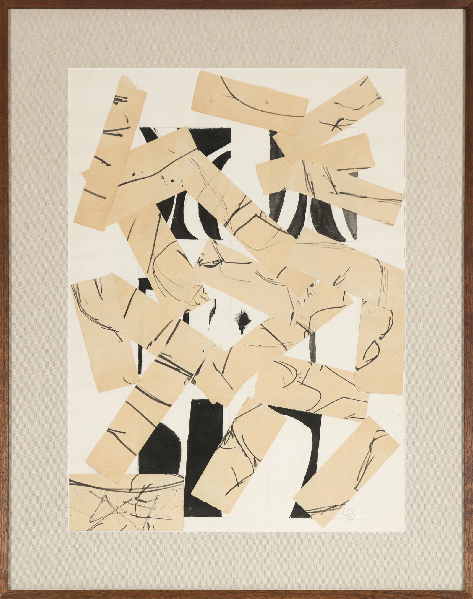 Monochrome Modernist Abstract <br>1974 Collage <br><br>#B5387
