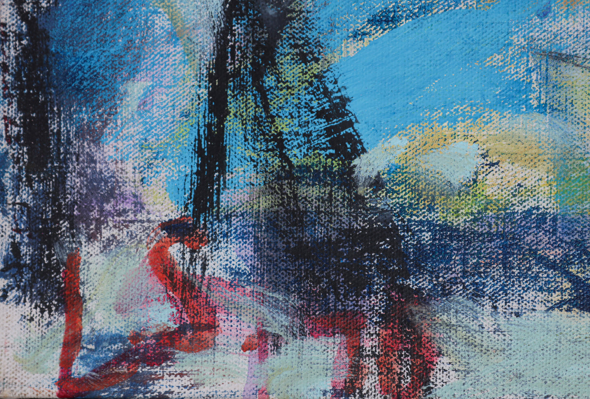 Expressionist Figure Scene <br>1973 Acrylic on Canvas <br><br>#B5391