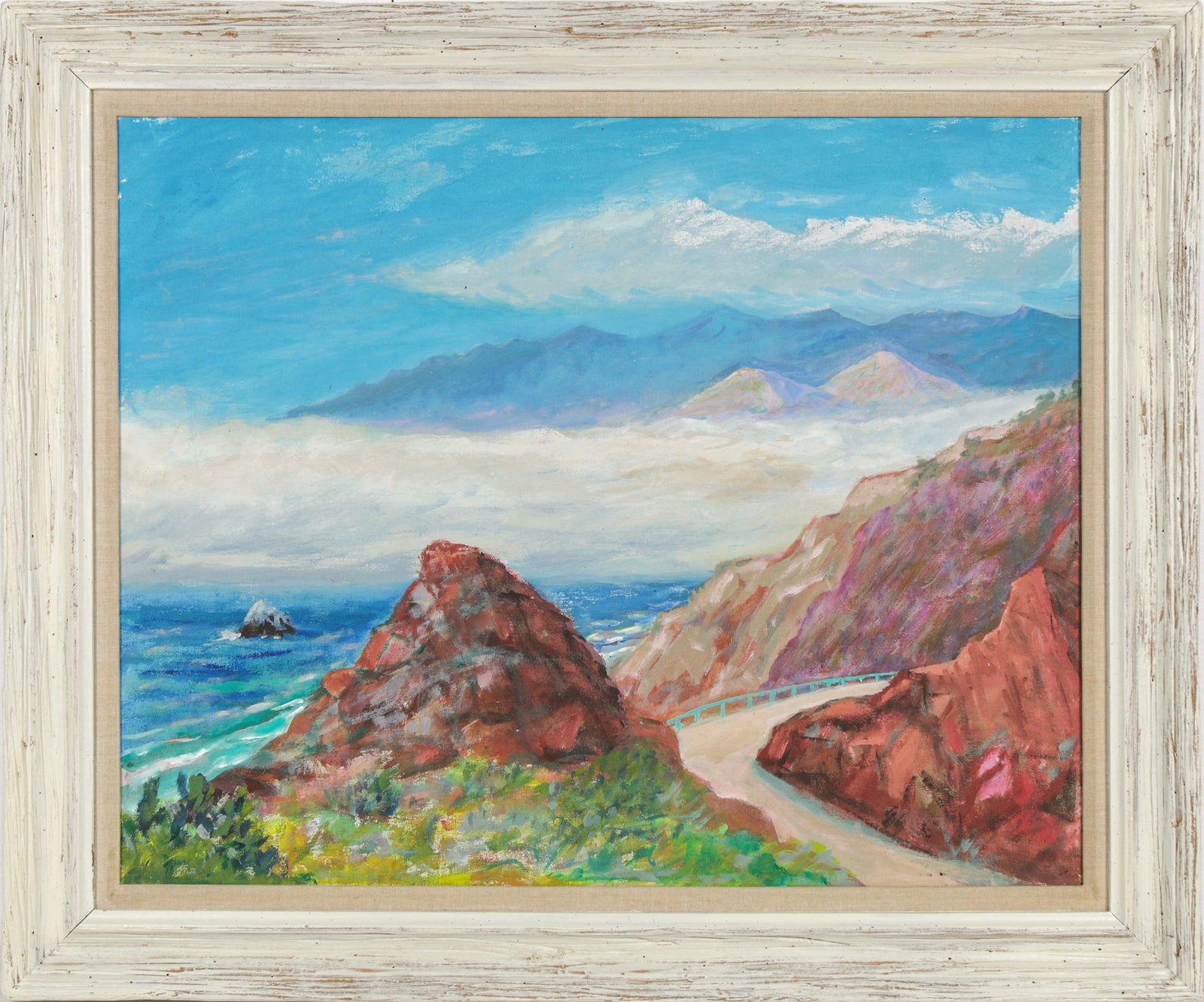 Serene Coastal View <br>1970-90s Oil <br><br>#B5486