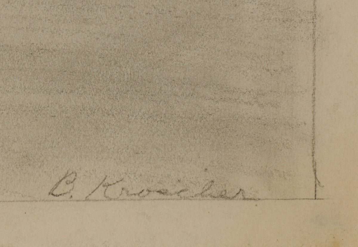 Modernist Drawing of a Dog <br>1940s Graphite <br><br>#B5537