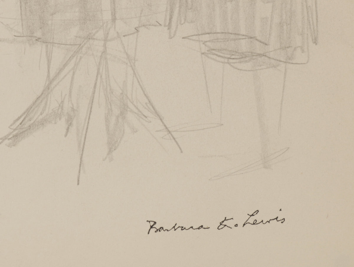 Four Clarinet Players Vintage Sketch <br>1940s Graphite <br><br>#B5540