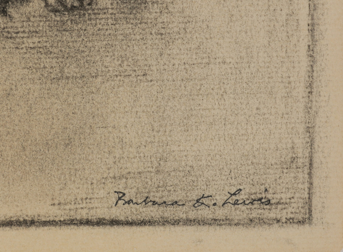 Charcoal Drawing of a Puppy <br>1940s Charcoal <br><br>#B5542