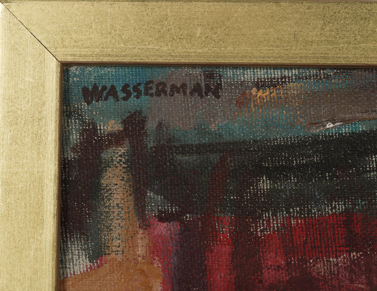 Abstracted Scene with Cows <br>20th Century Oil <br><br>#B5561