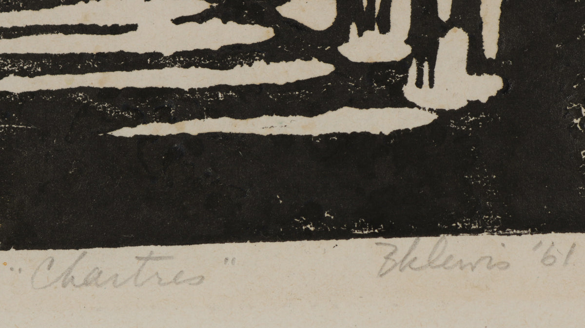 <i>Chartes</i> <br>1961 Linoleum Block Print <br><br>#B5588