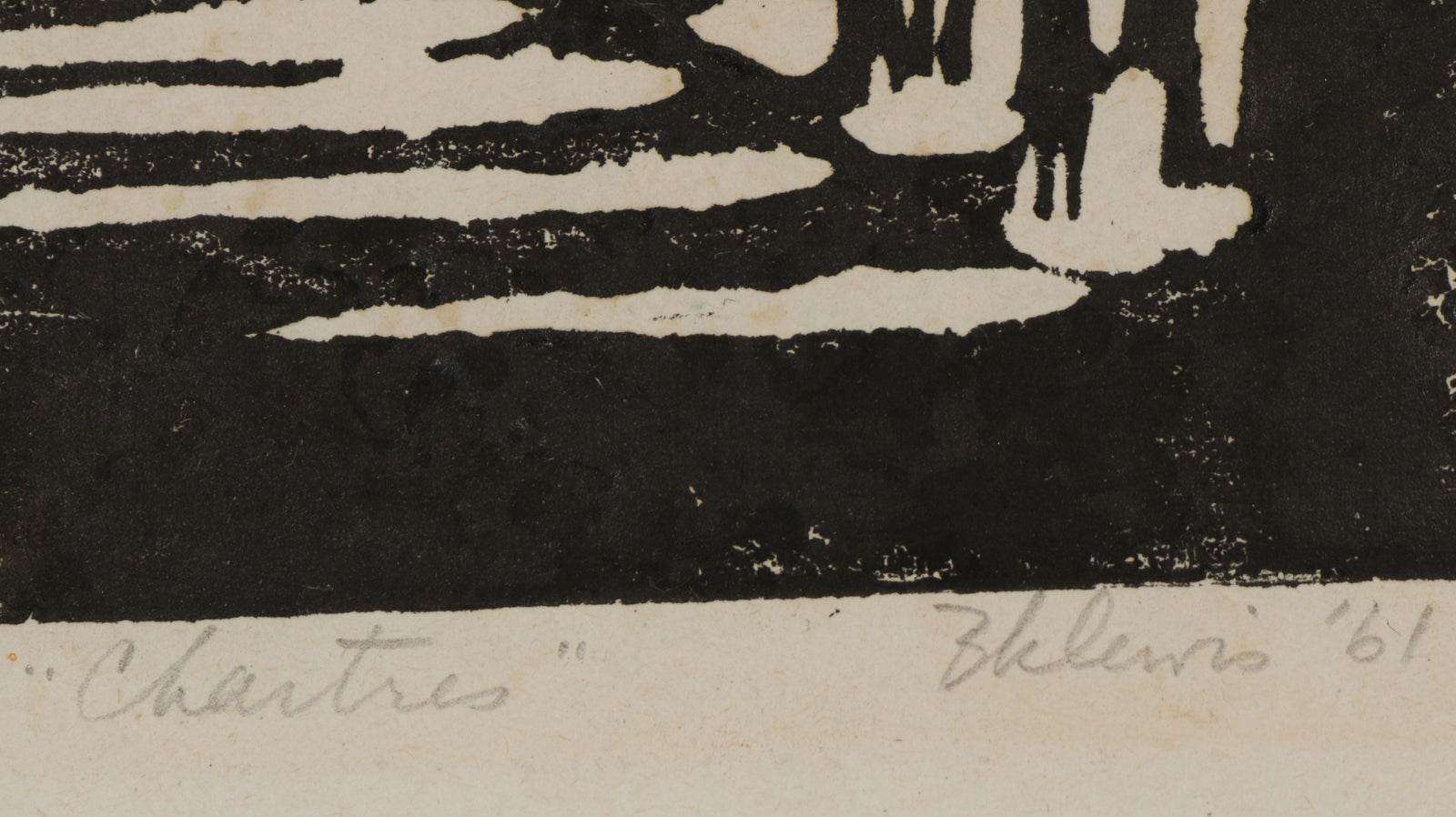 <i>Chartes</i> <br>1961 Linoleum Block Print <br><br>#B5588