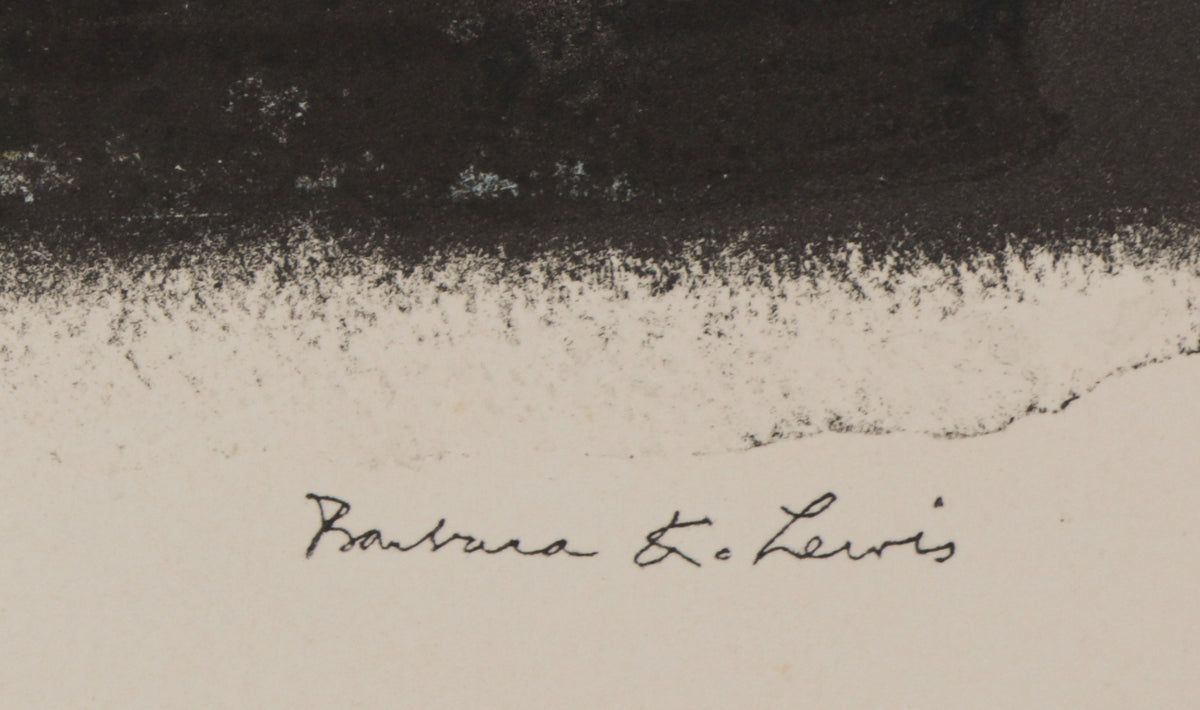 Yellow, Black & Blue Abstract <br>1960s Stone Lithograph <br><br>#B5605