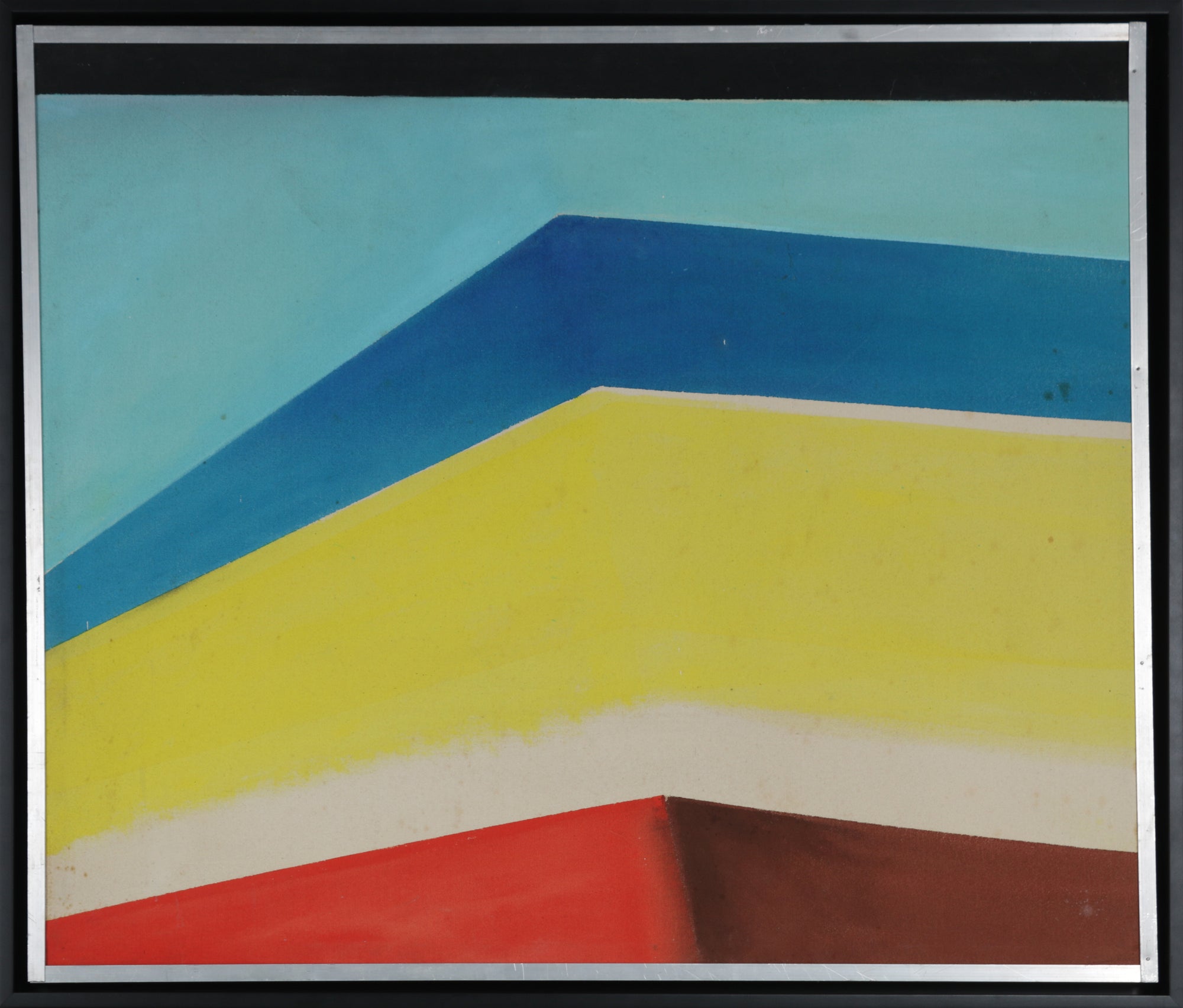 Blue, Yellow Red Chevron Bands <br>1974 Acrylic on Canvas <br><br>#B5611