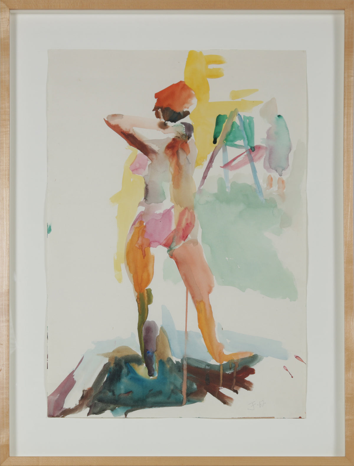 Colorful Abstrcted Standing Figure &lt;br&gt;1962 Watercolor&lt;br&gt;&lt;br&gt;#B5673