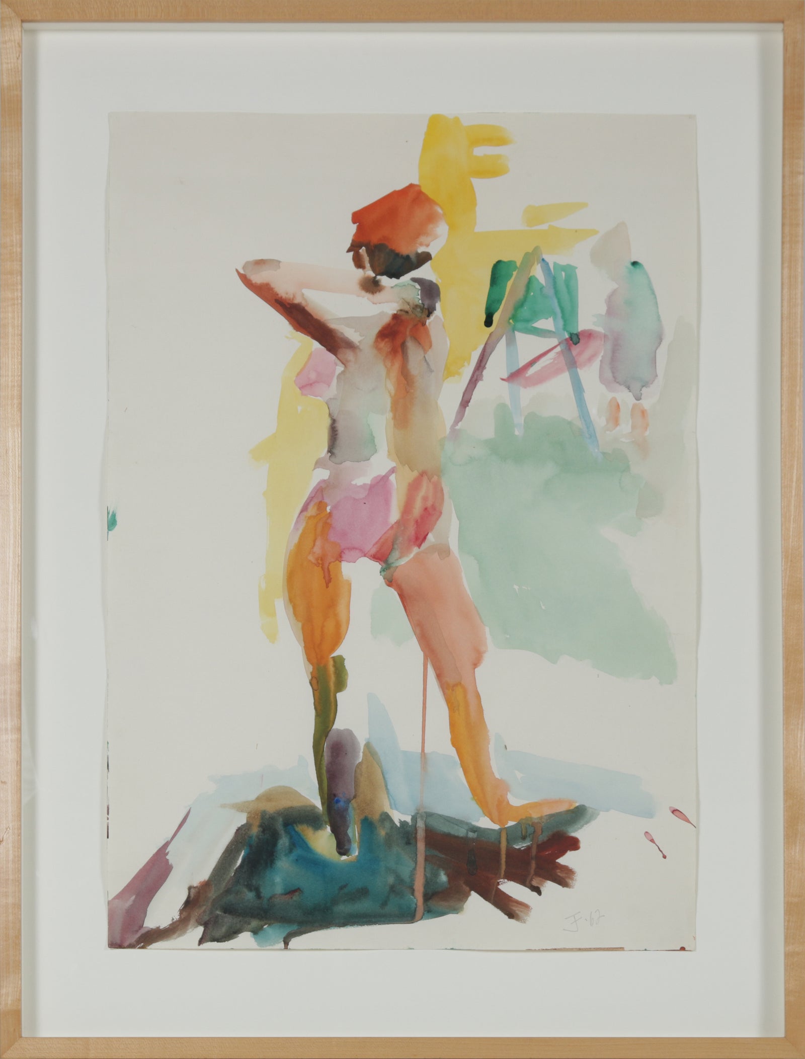 Colorful Abstrcted Standing Figure <br>1962 Watercolor<br><br>#B5673