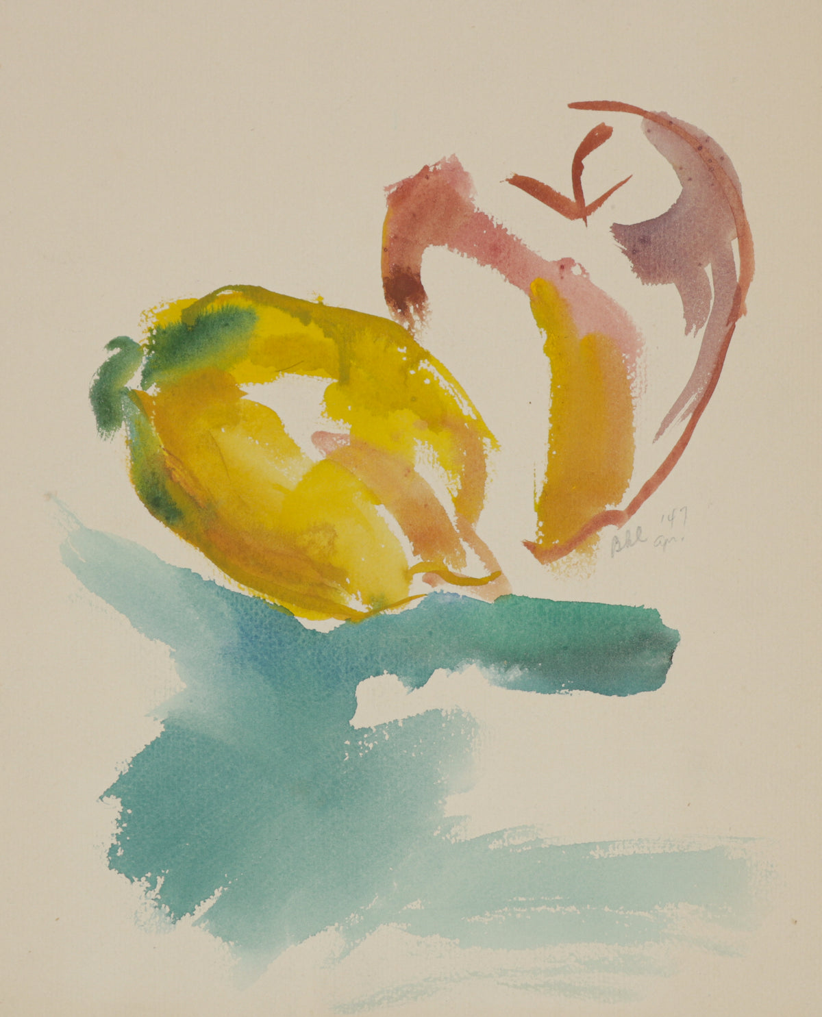 Abstracted Fruit Still Life &lt;br&gt;1947 Watercolor &lt;br&gt;&lt;br&gt;#B5764