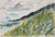 Abstracted Coastal Hillside Landscape <br>1942 Watercolor <br><br>#B5790