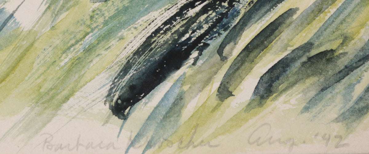 Abstracted Coastal Hillside Landscape <br>1942 Watercolor <br><br>#B5790