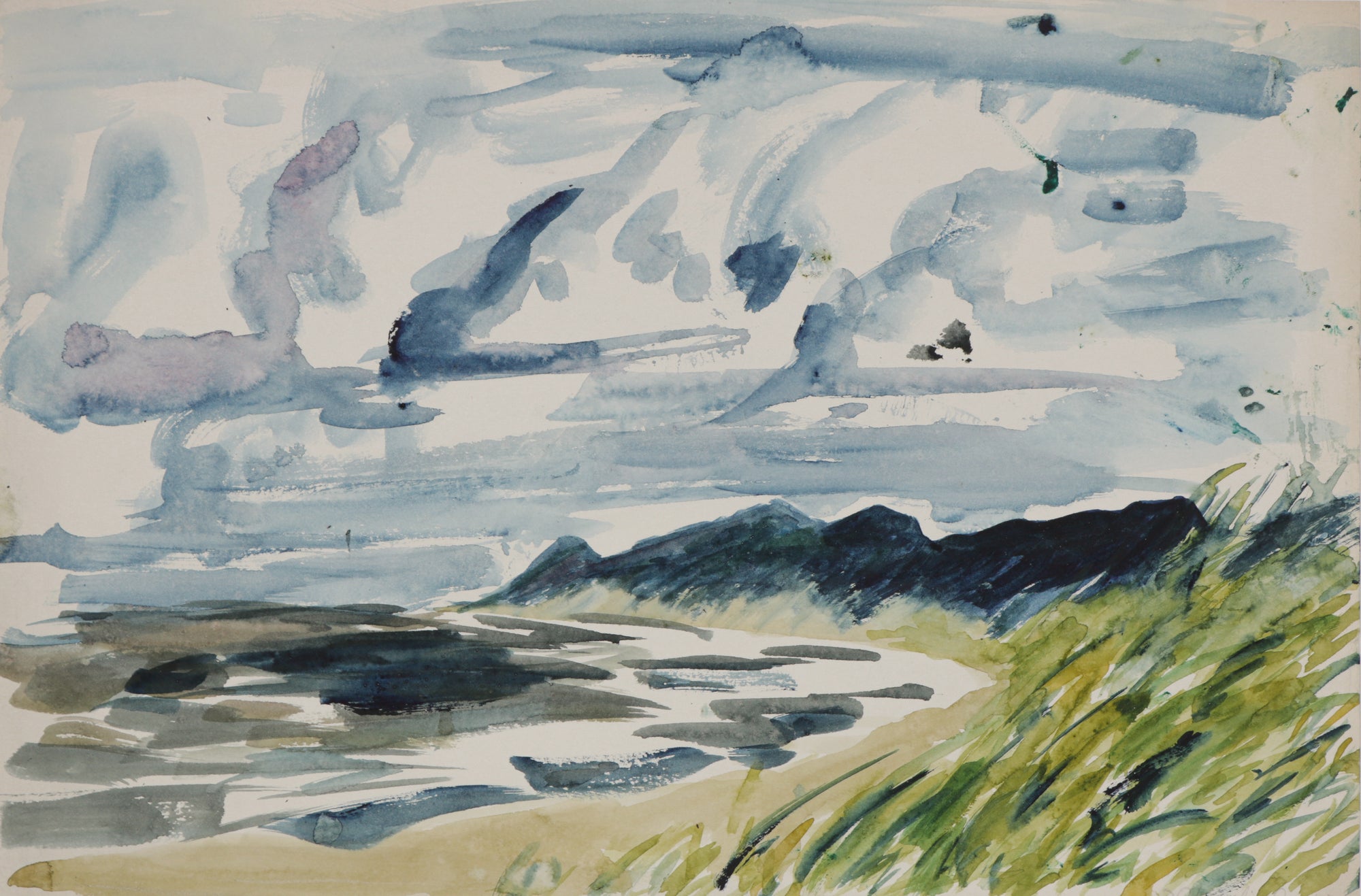 Abstracted Coastal Landscape <br>1942 Watercolor <br><br>#B5795